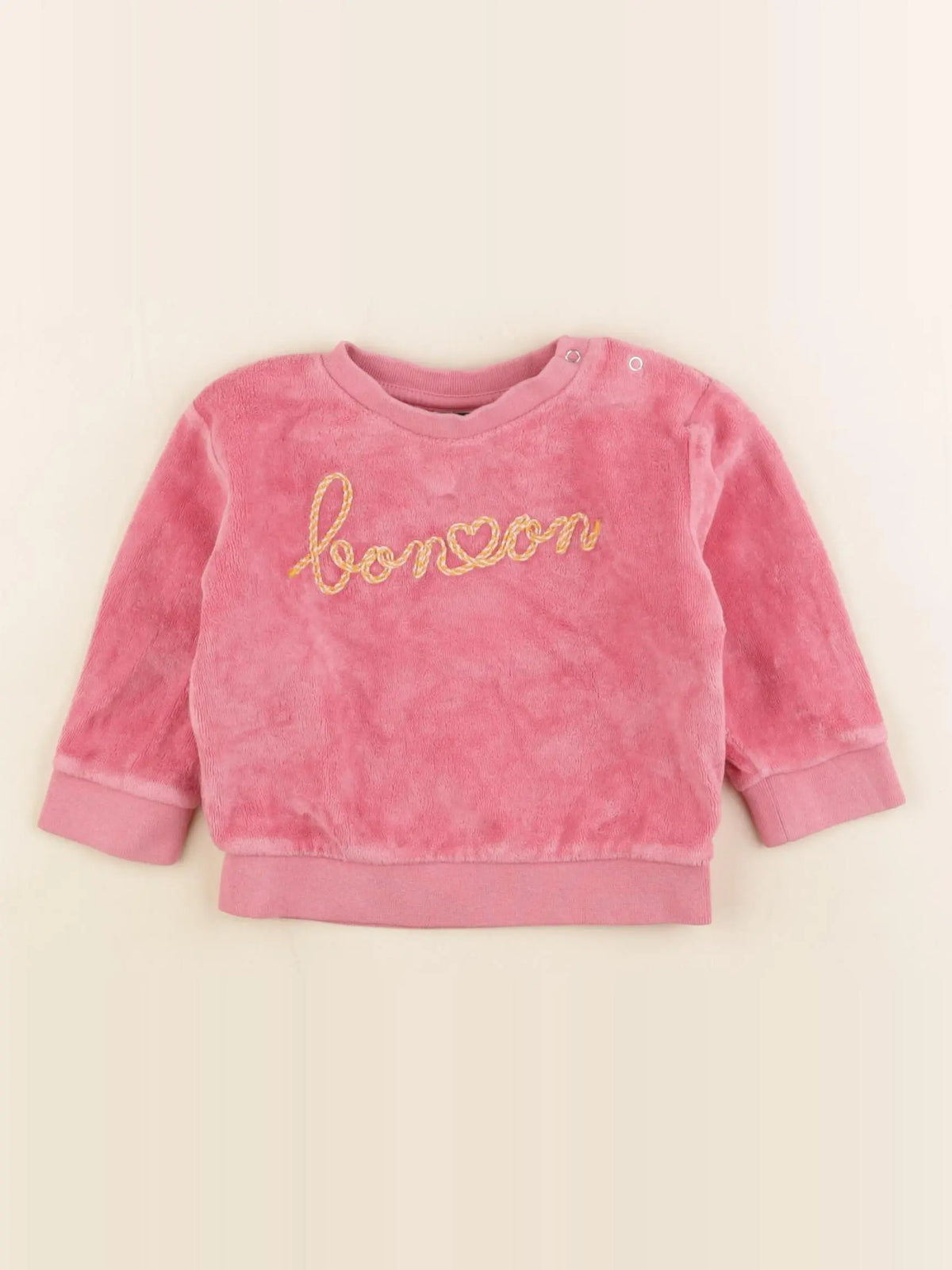 Bonton - sweat éponge rose - 12 mois