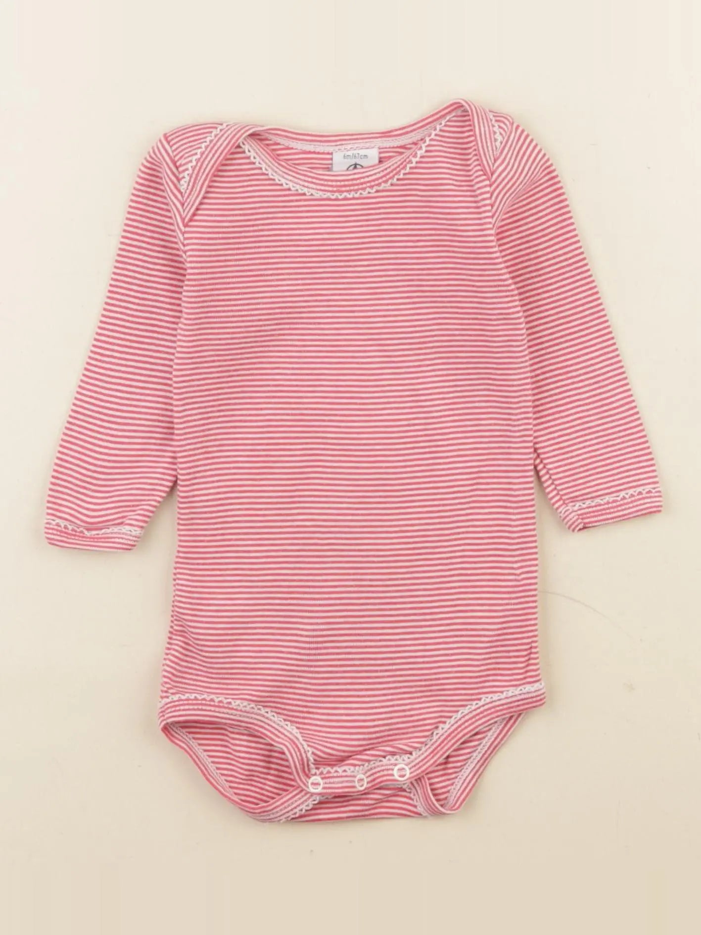 Petit Bateau - body rouge, blanc - 6 mois