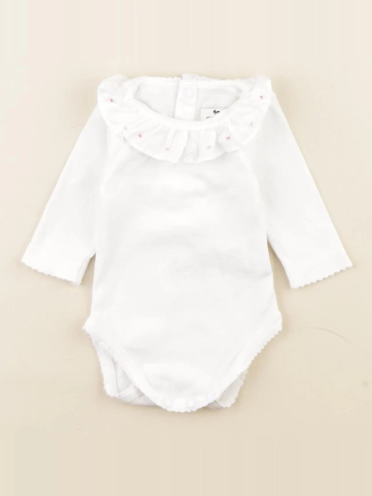 Cyrillus - body à col blanc, rose - 1 mois