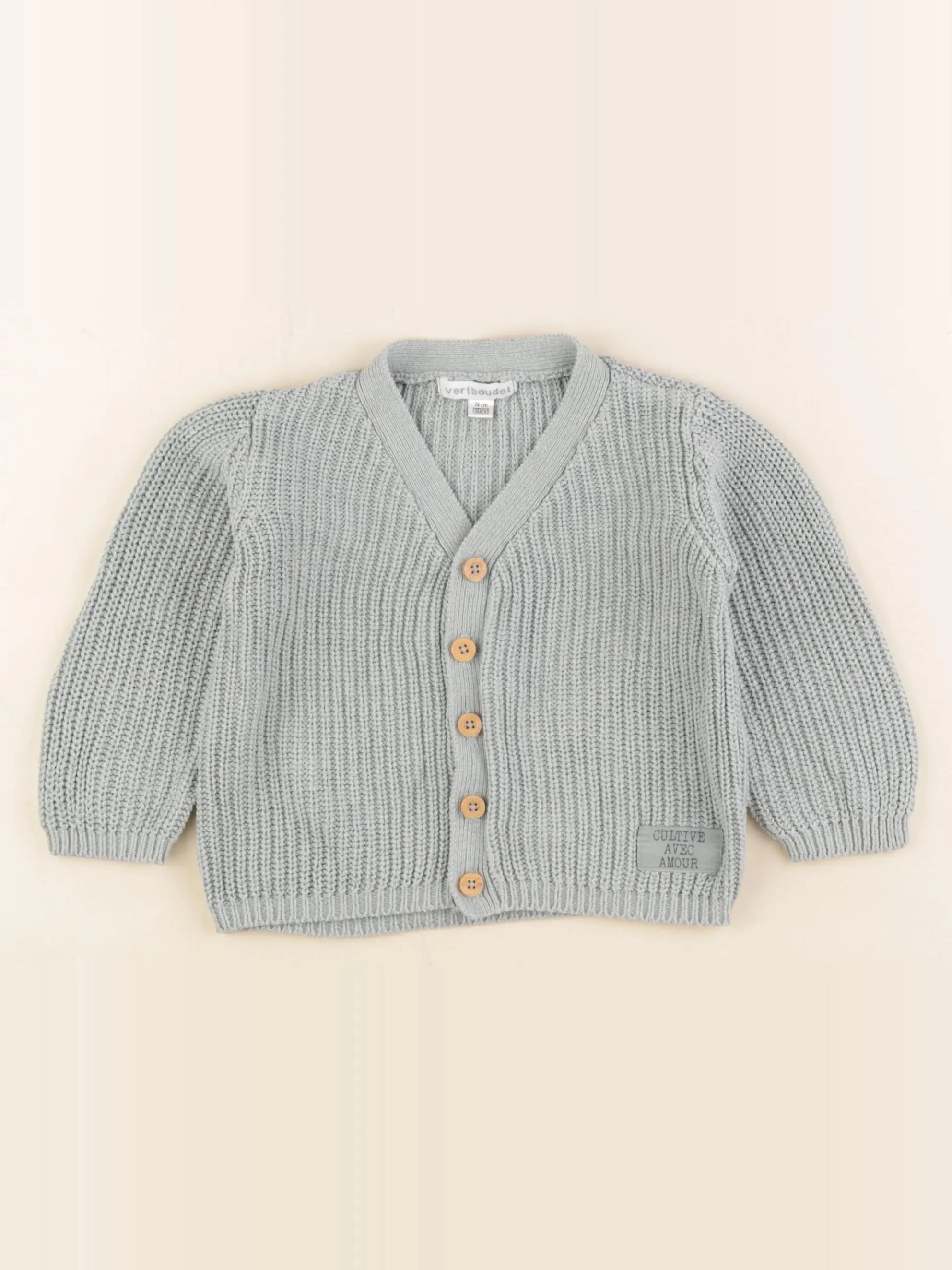 Vertbaudet - gilet vert - 12 mois