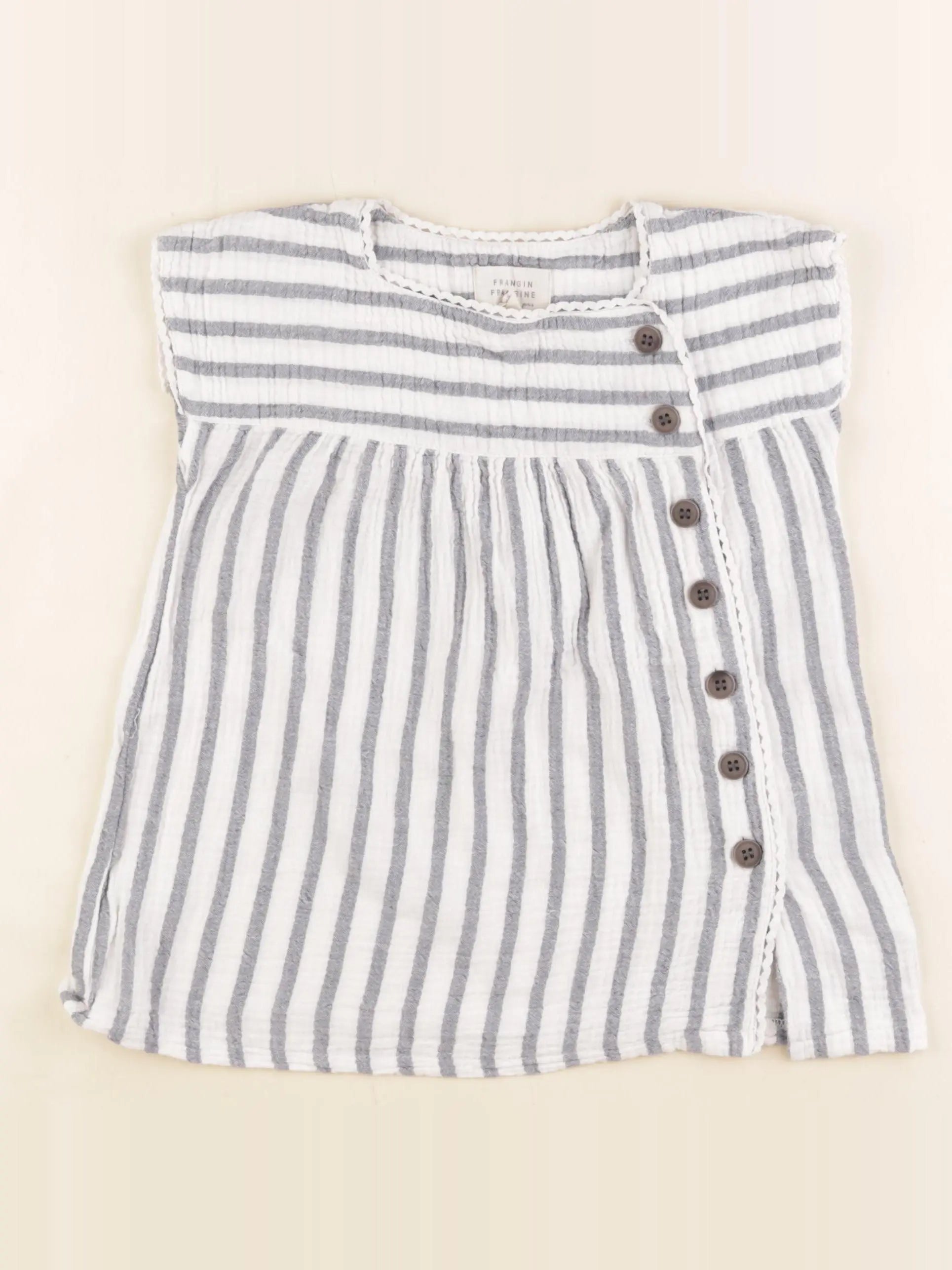 Frangin Frangine - blouse bleu, blanc - 6 ans