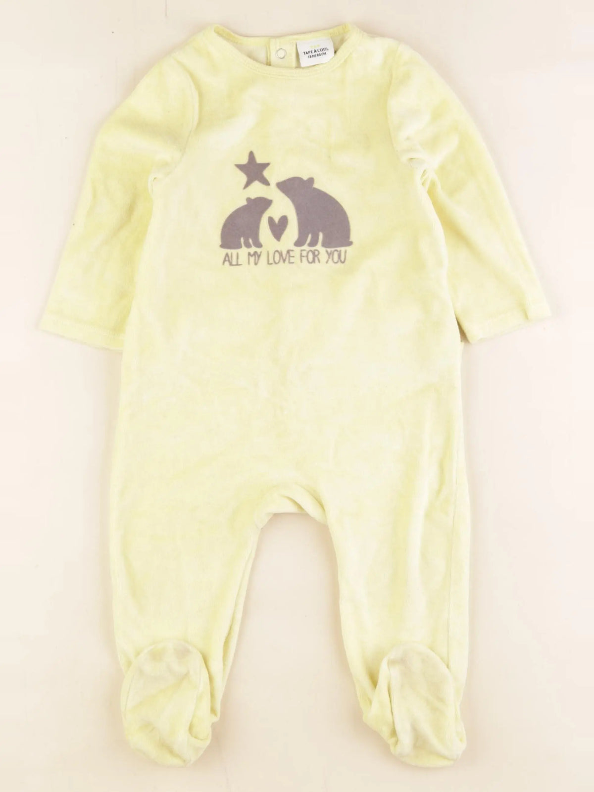 Tape à l'oeil - pyjama velours jaune - 18 mois