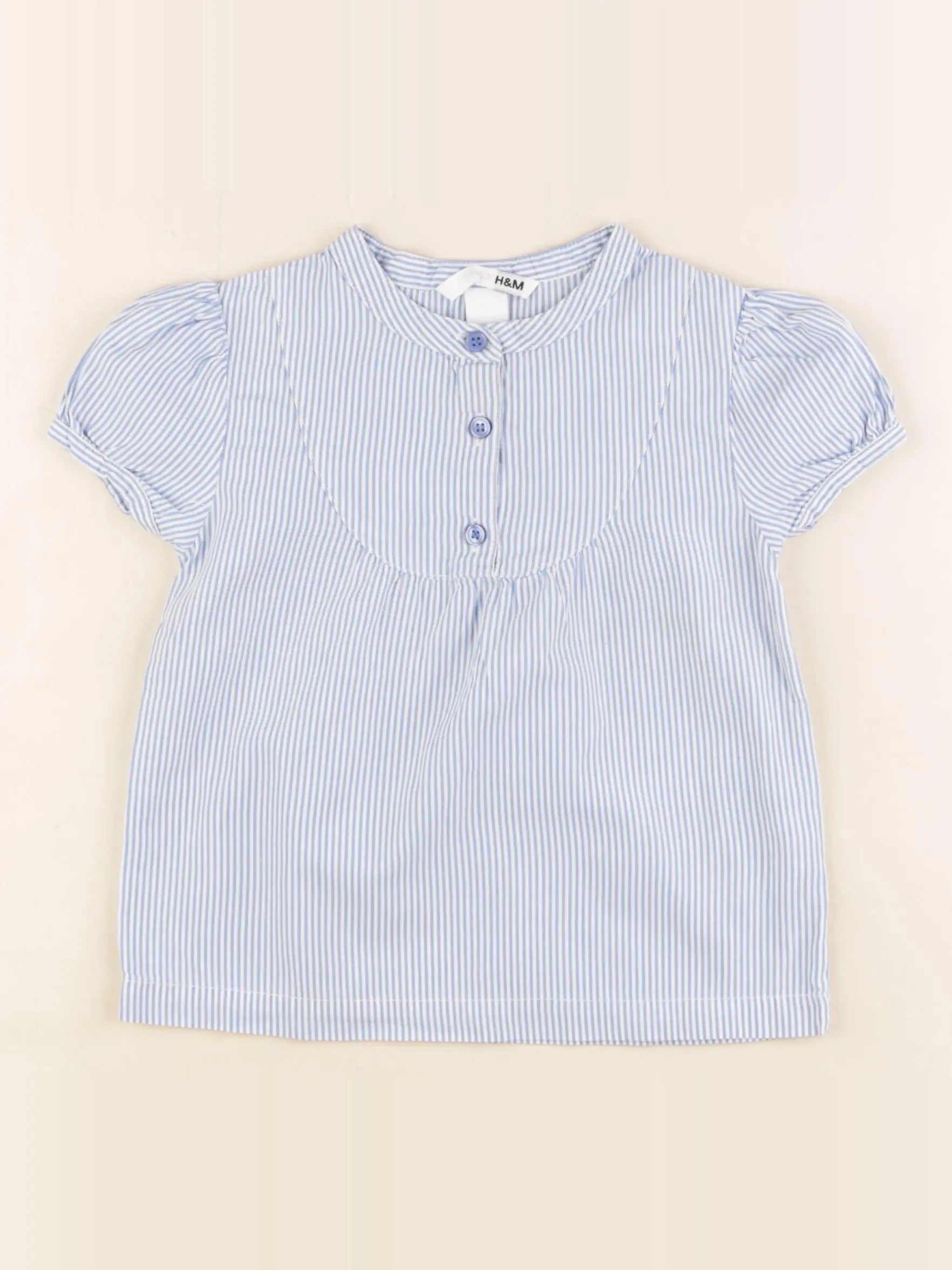 H&M - blouse blanc, bleu - 18/24 mois