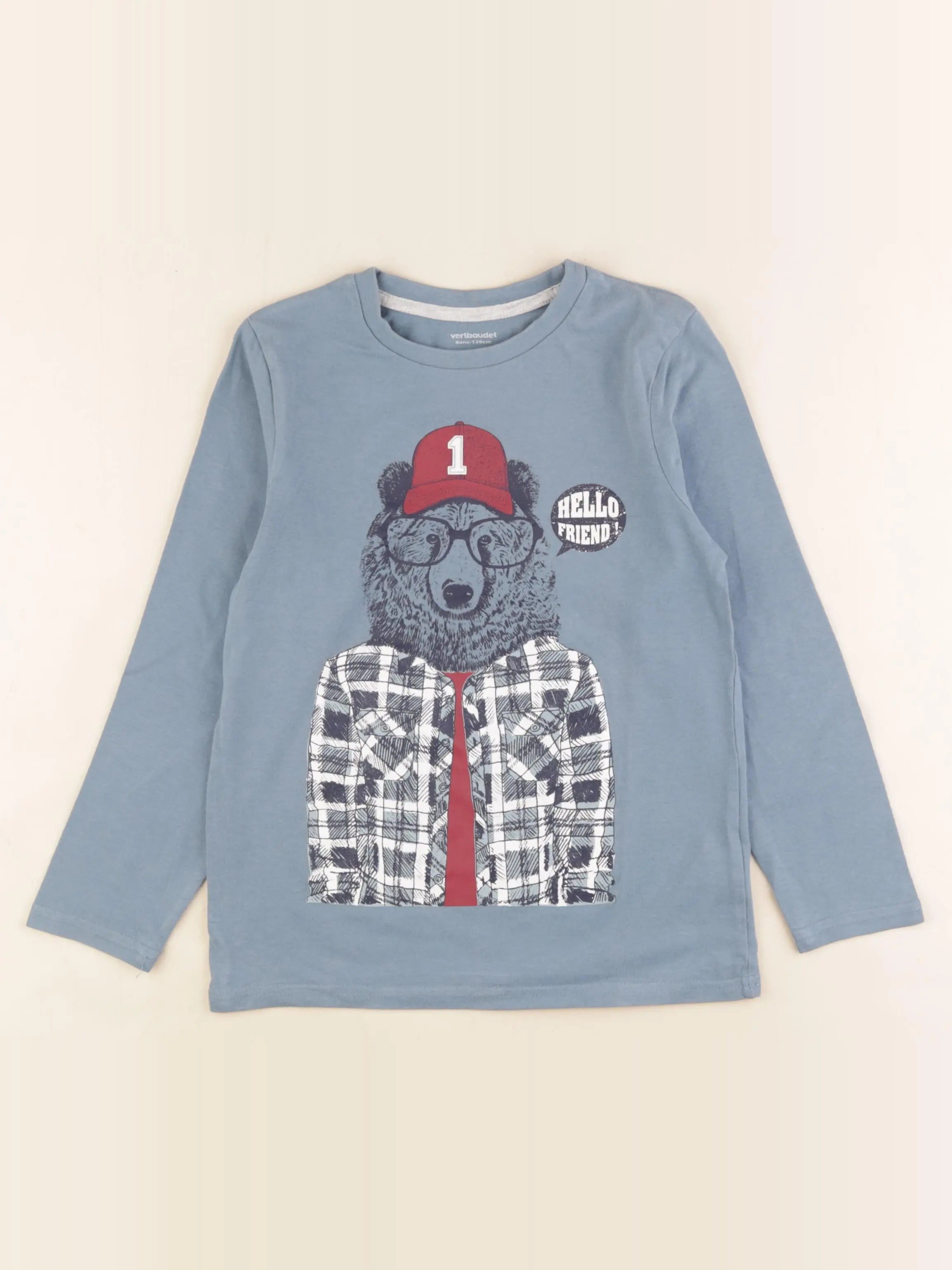 Vertbaudet - tee-shirt bleu - 8 ans