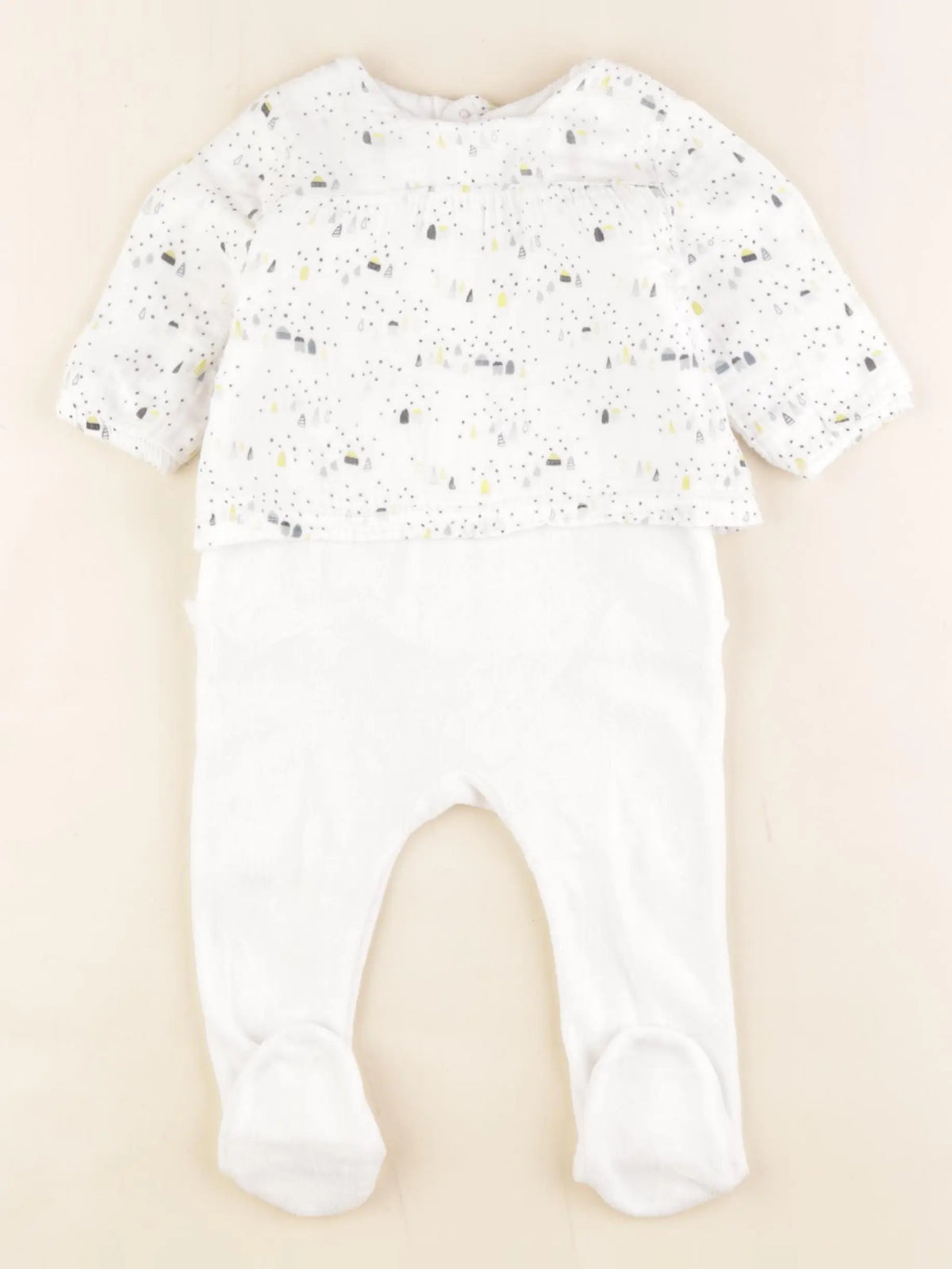 Vertbaudet - pyjama velours blanc - 6 mois