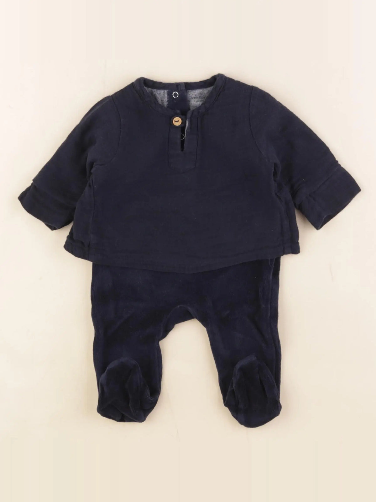 Vertbaudet - pyjama velours bleu - 1 mois