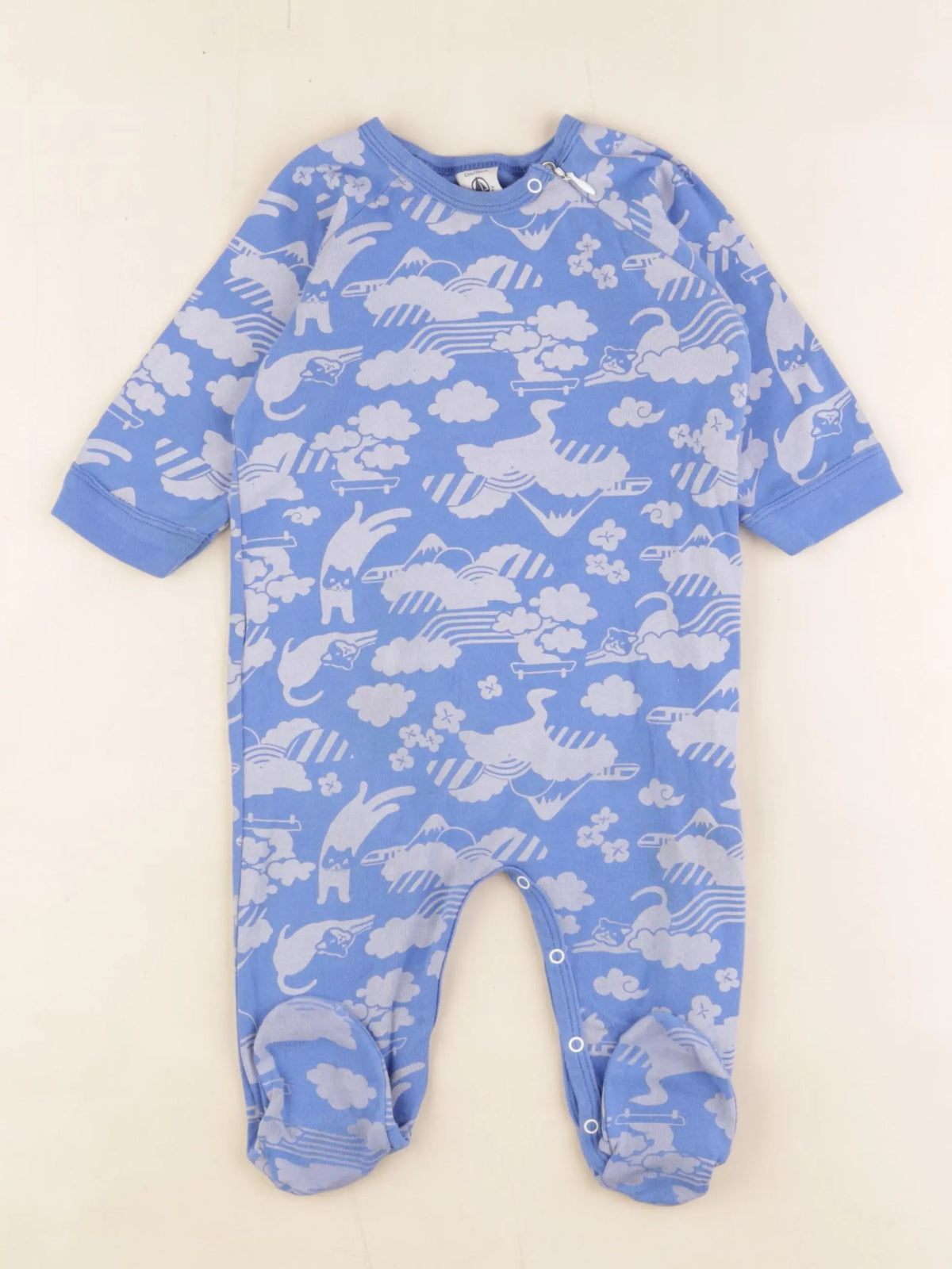 Petit Bateau - pyjama coton bleu - 12 mois