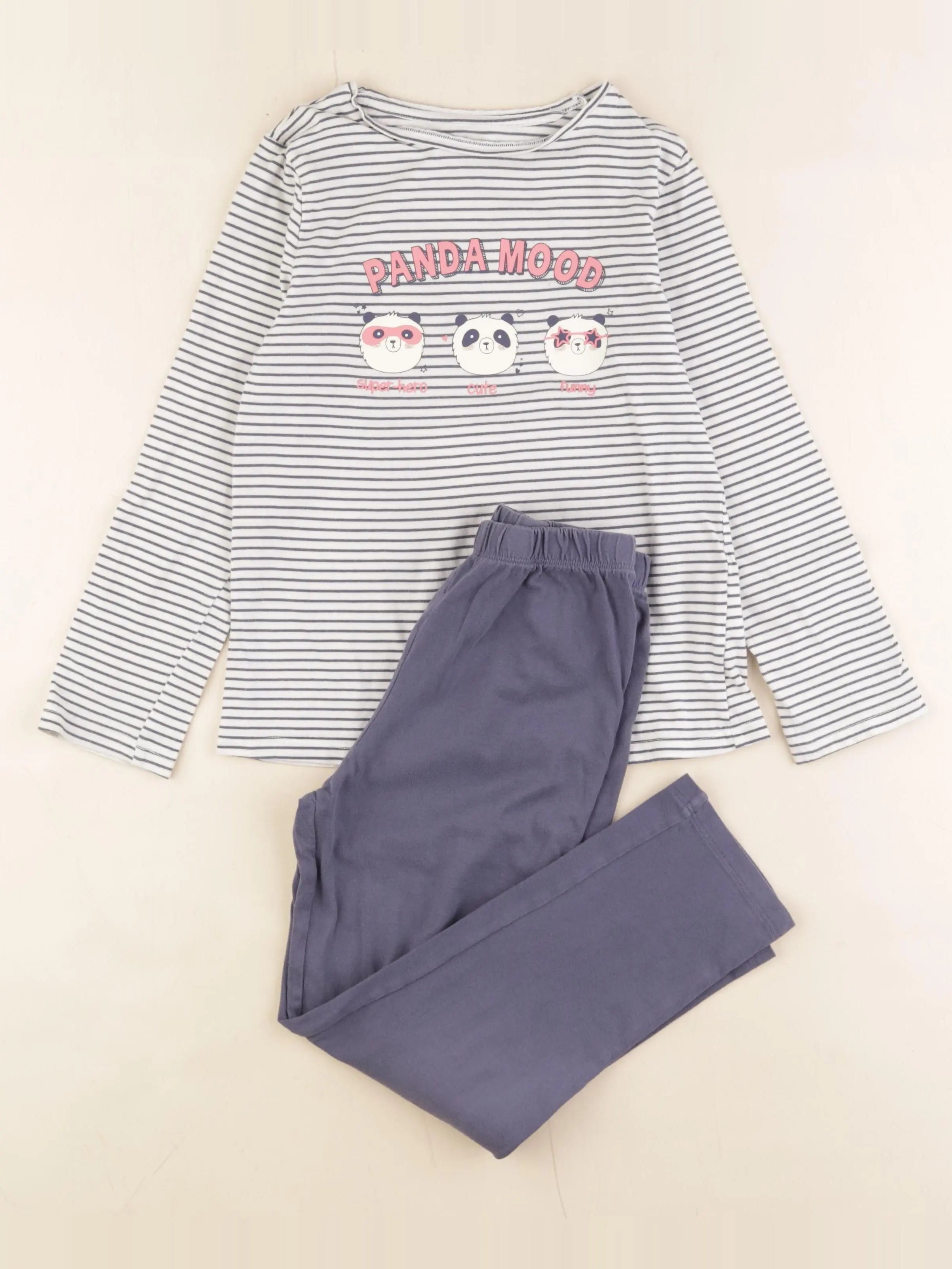 Vertbaudet - pyjama coton bleu, blanc - 8 ans