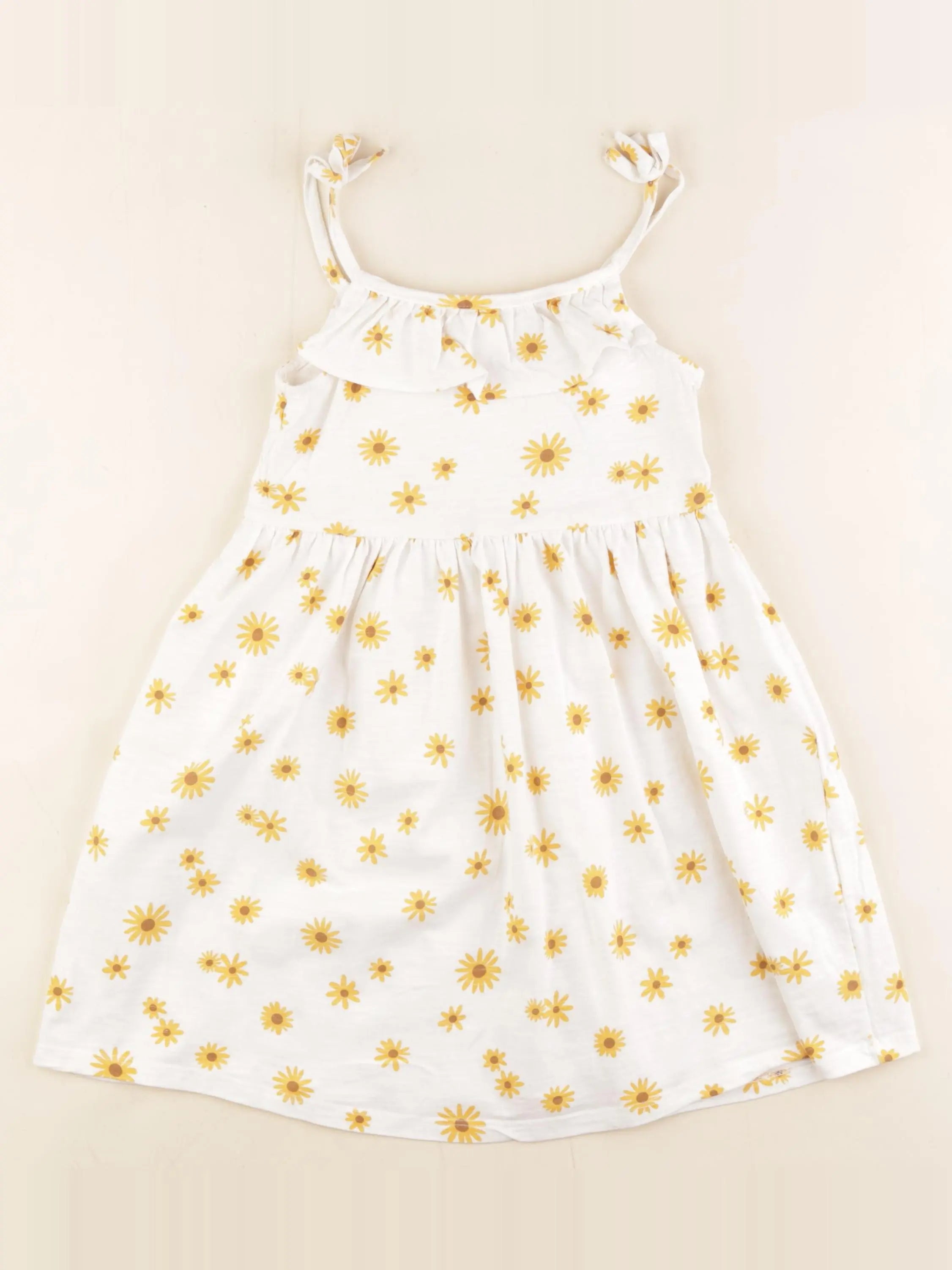Vertbaudet - robe jaune, blanc - 6 ans