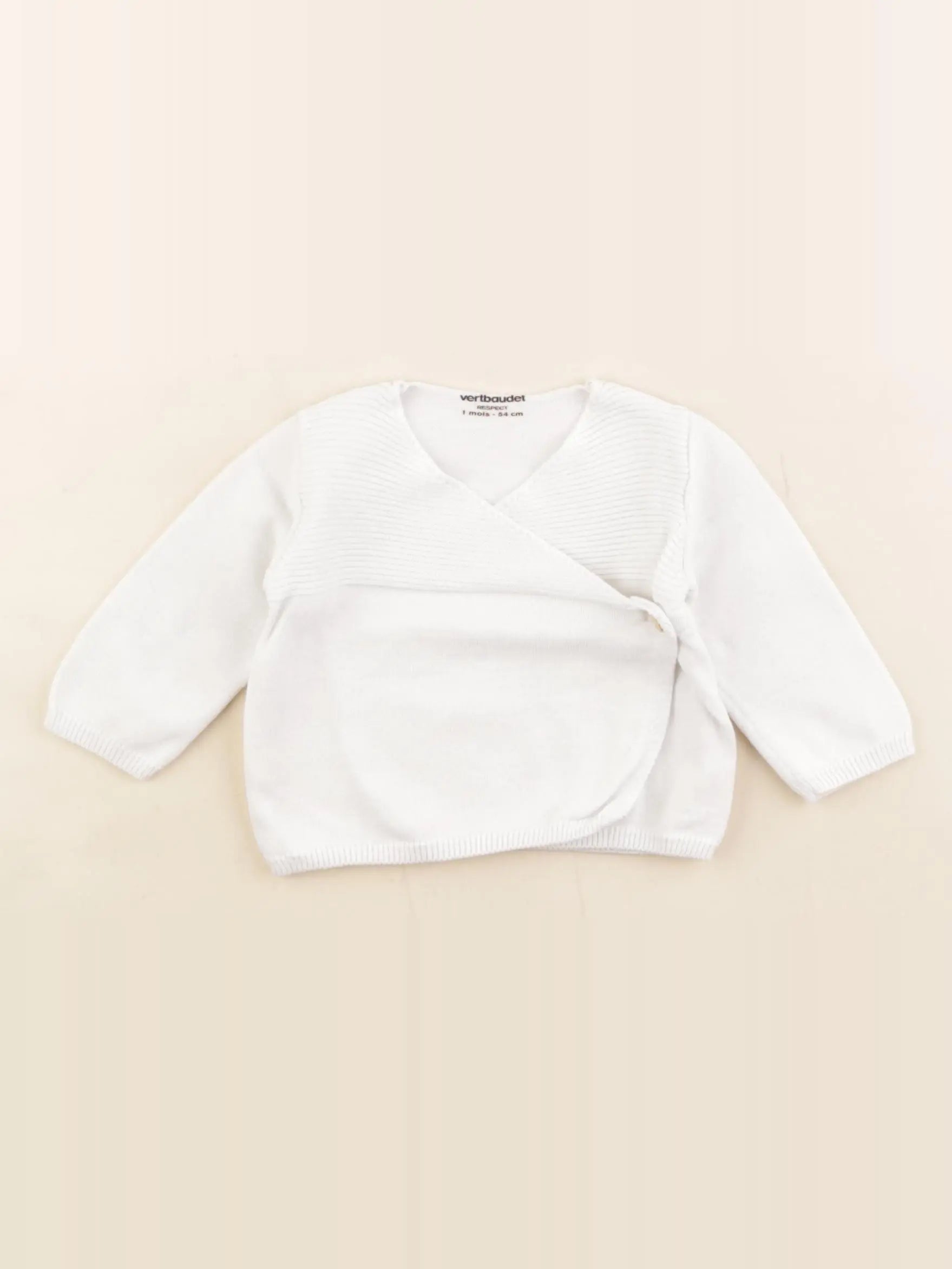 Vertbaudet - gilet blanc - 1 mois