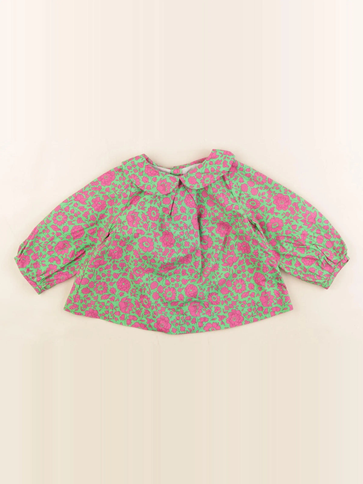 Jacadi - blouse liberty rose, vert - 12 mois