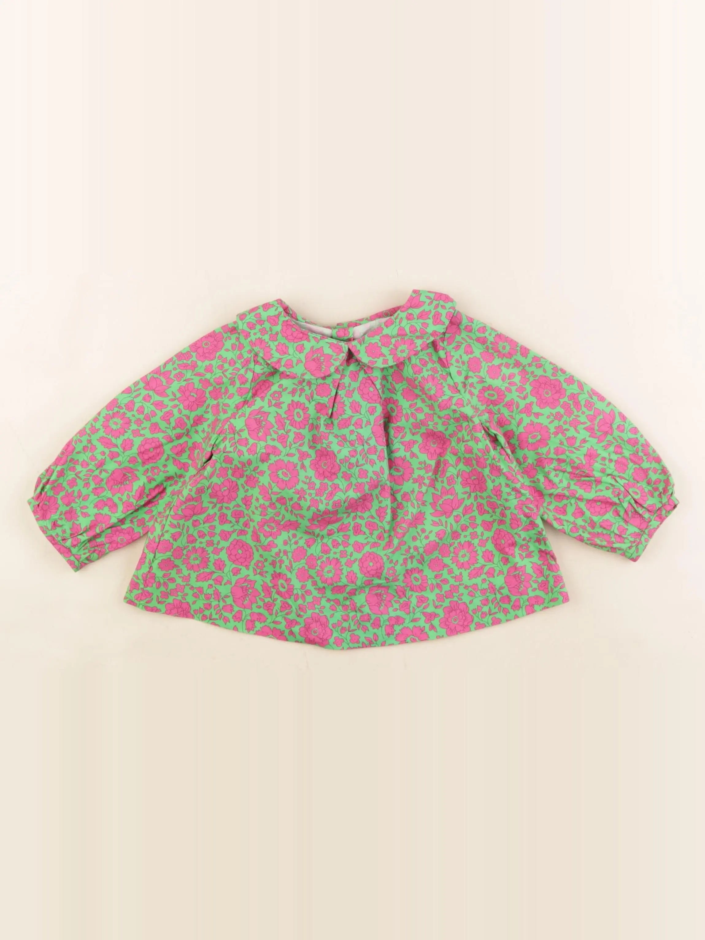 Jacadi - blouse liberty rose, vert - 12 mois