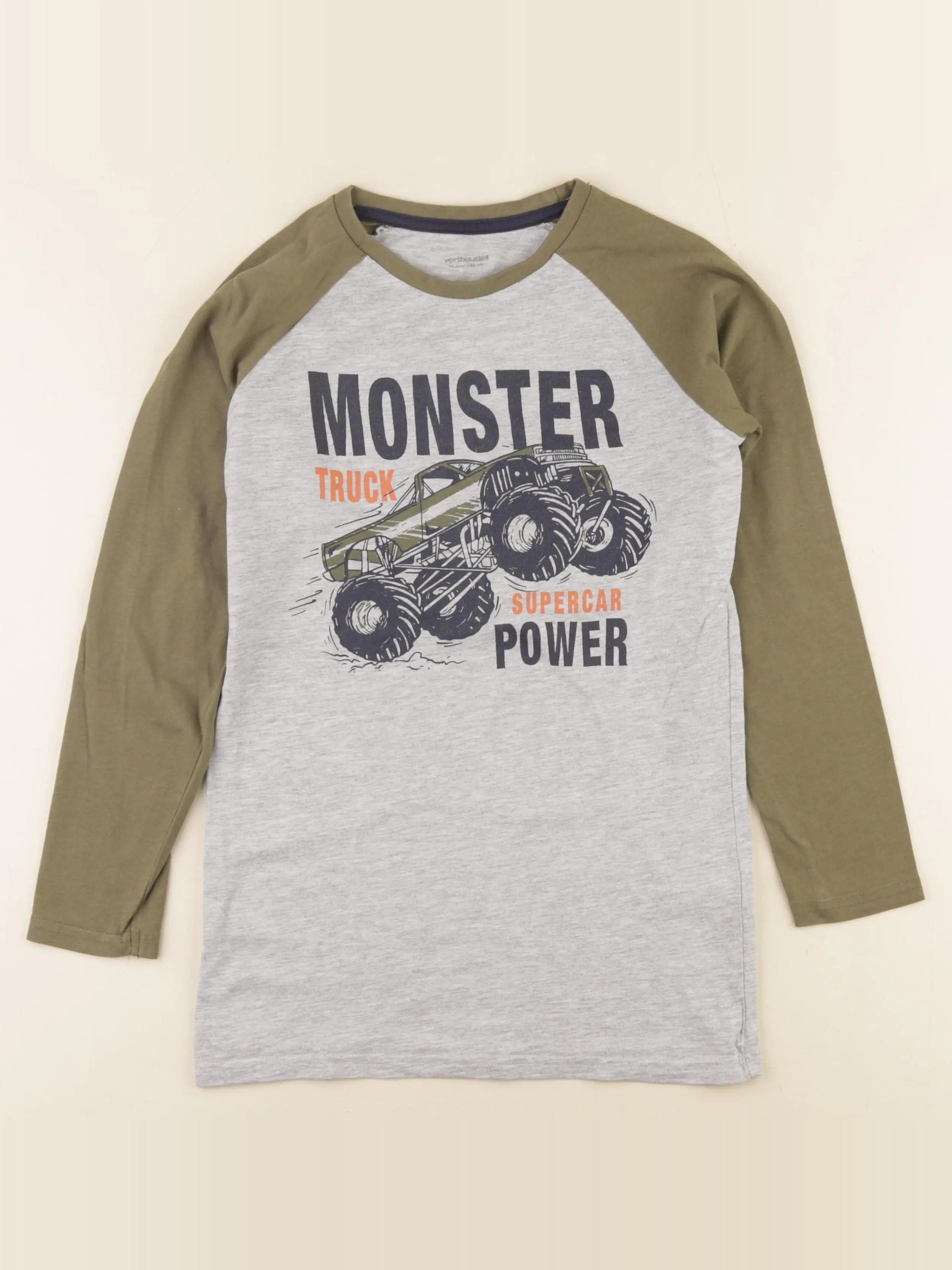 Vertbaudet - tee-shirt gris, vert - 10 ans