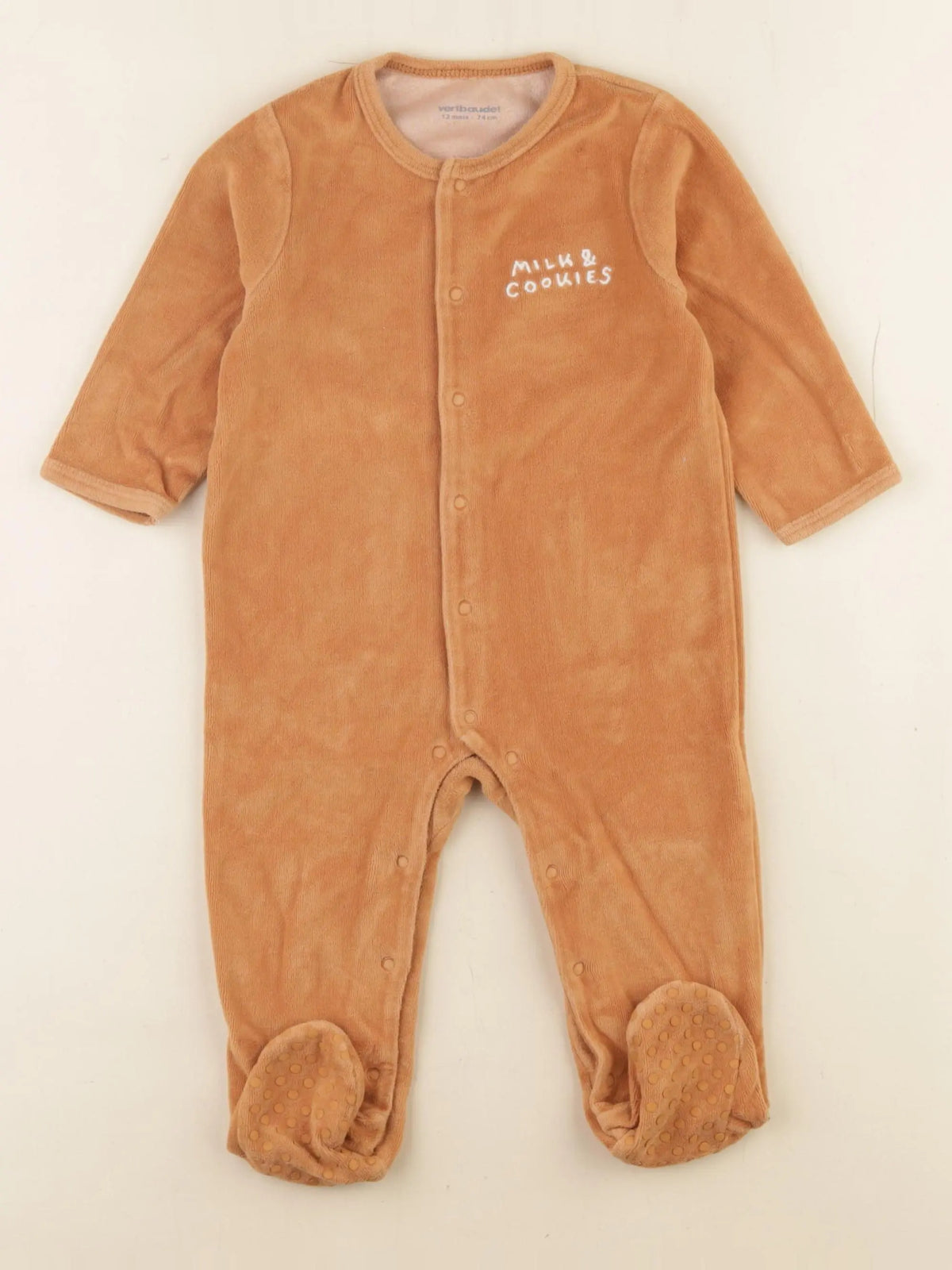 Vertbaudet - pyjama velours marron - 12 mois