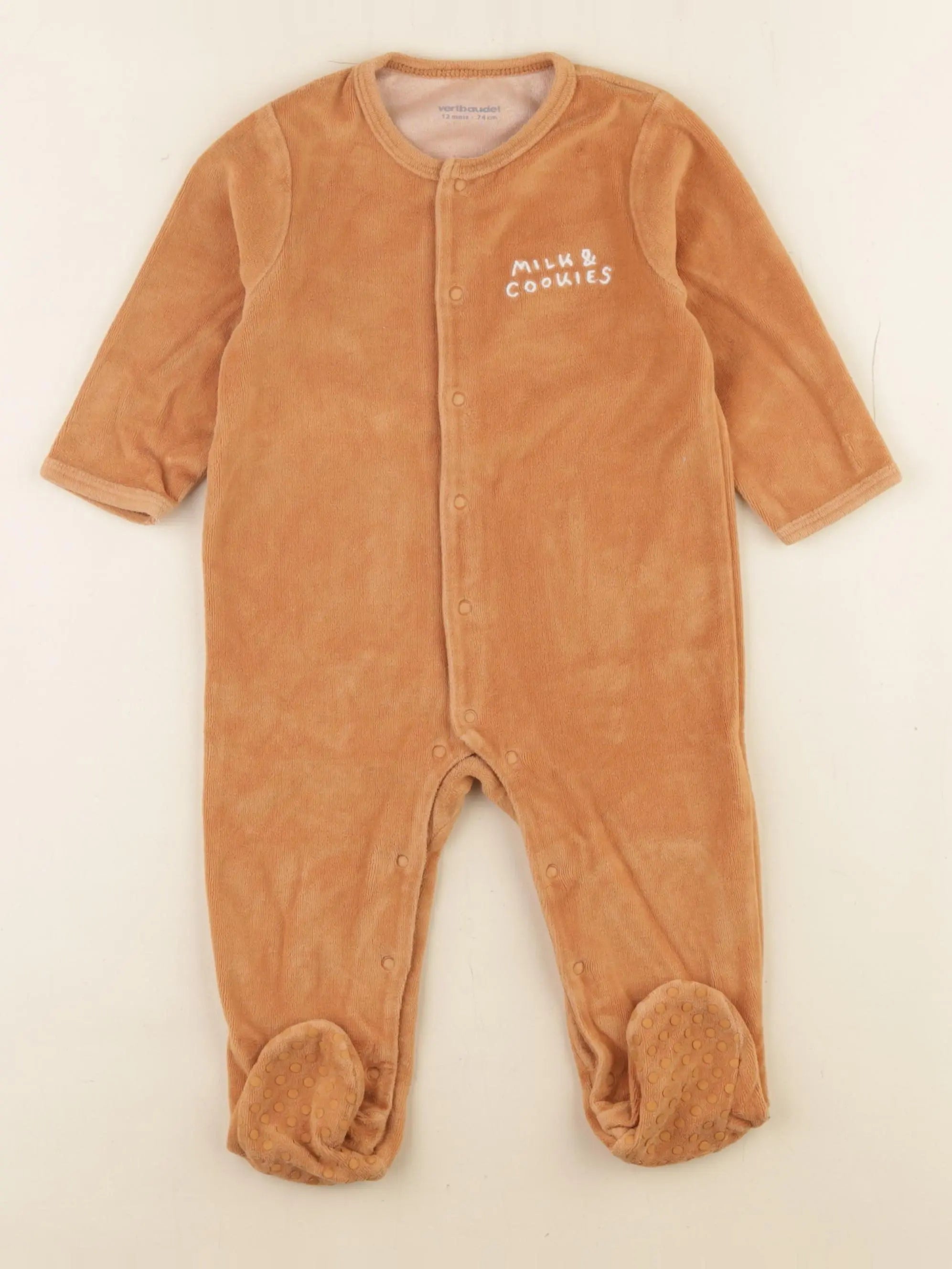Vertbaudet - pyjama velours marron - 12 mois
