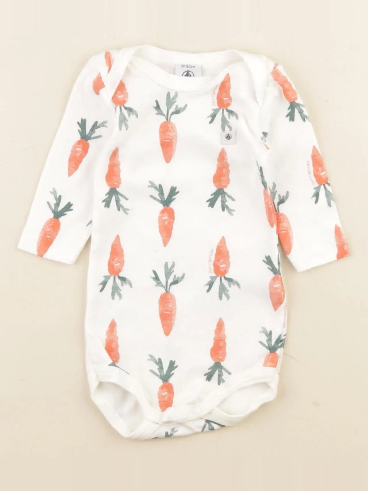 Petit Bateau - body beige, orange - 3 mois