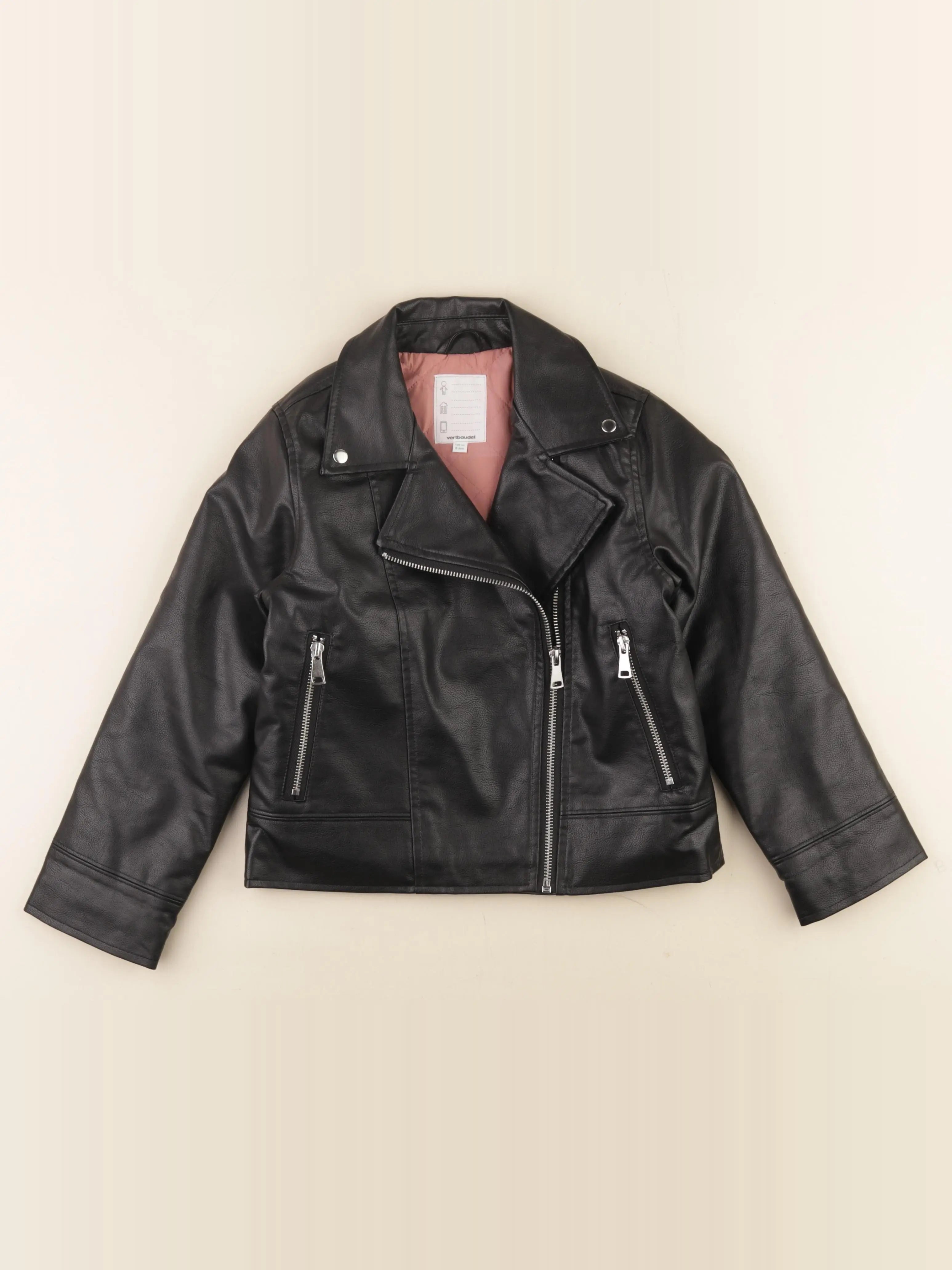 Vertbaudet - veste simili cuir noir - 8 ans