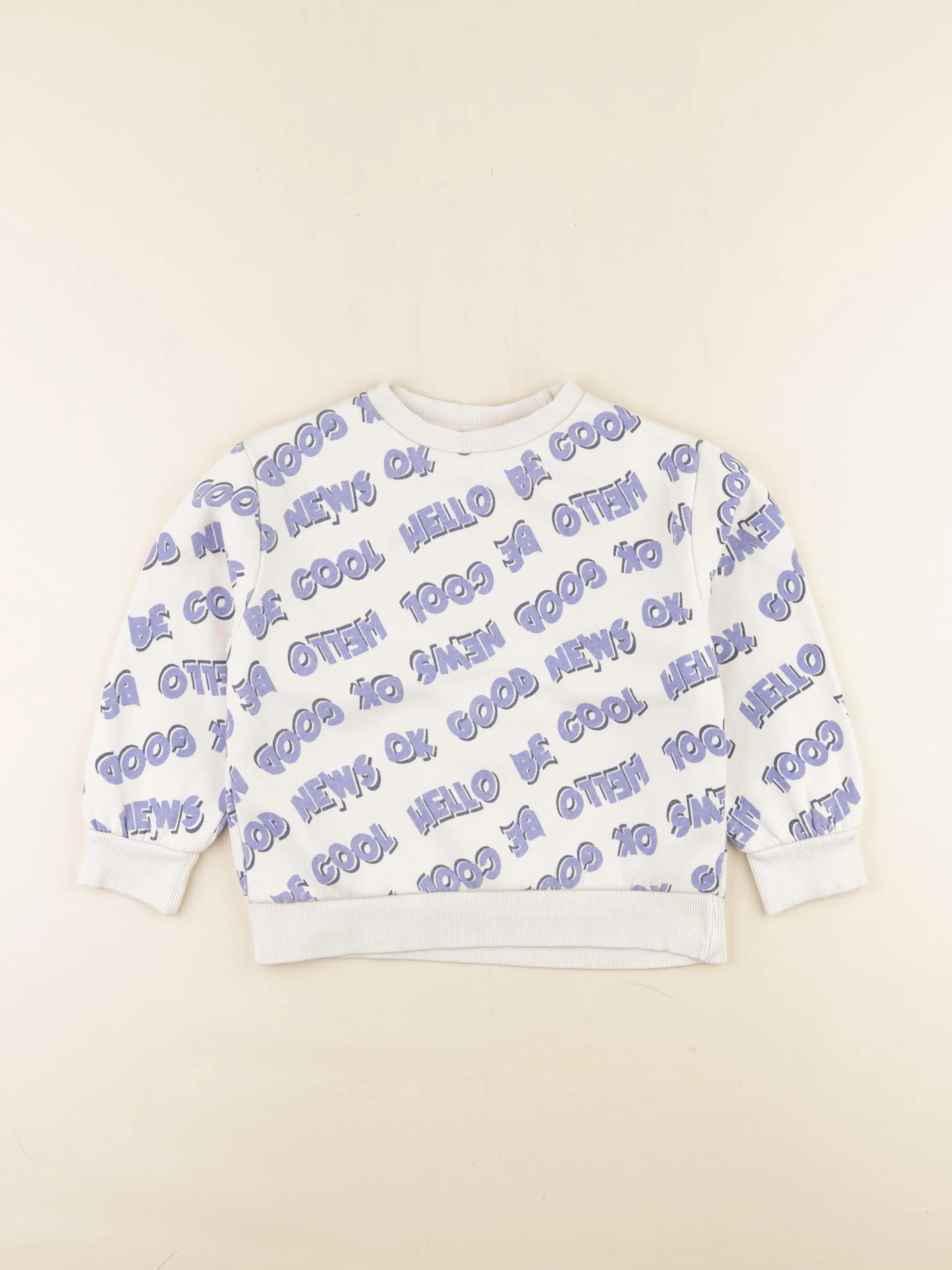 Vertbaudet - sweat blanc, bleu - 6 ans