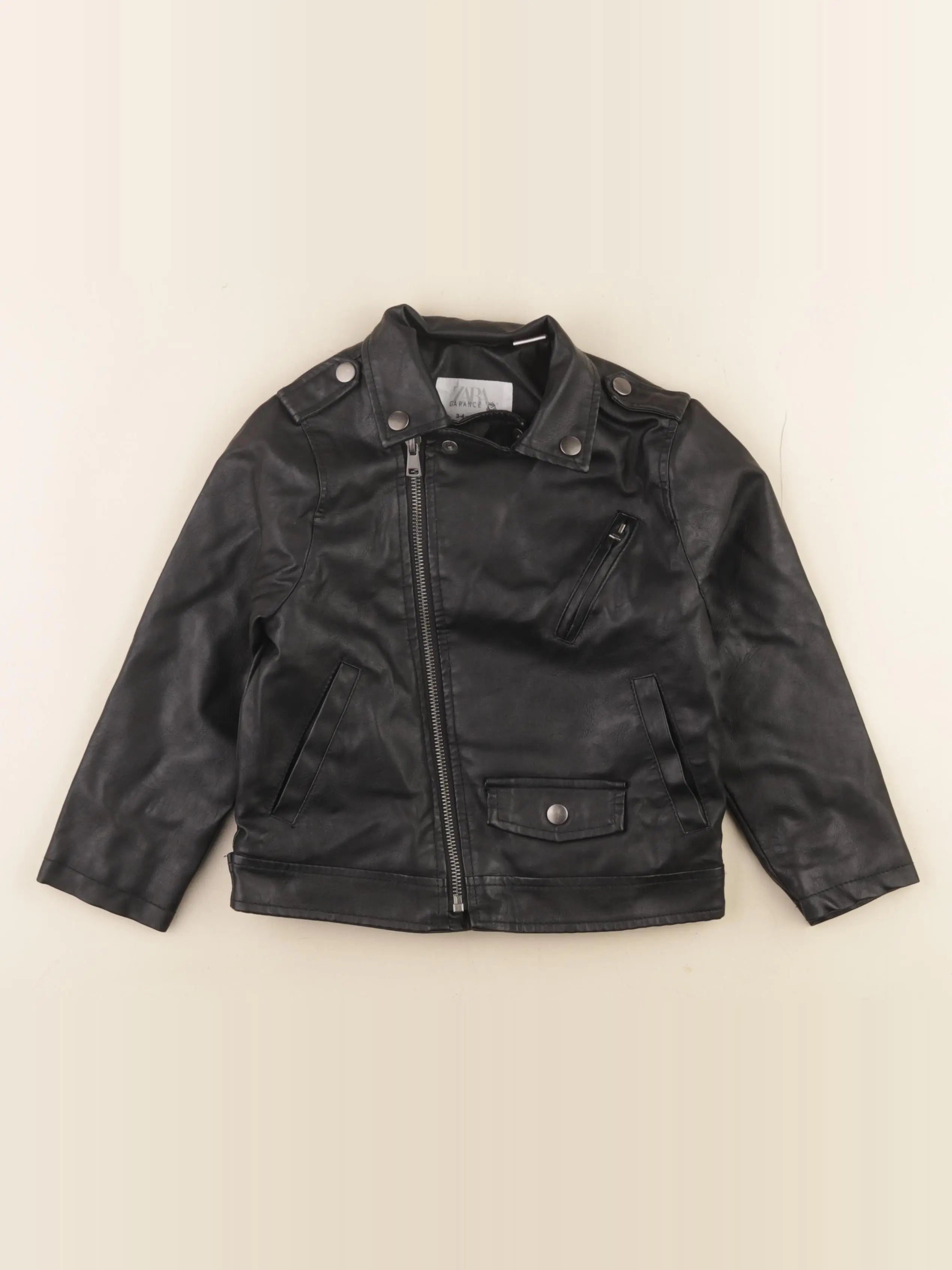 Zara - veste simili cuir noir - 3/4 ans