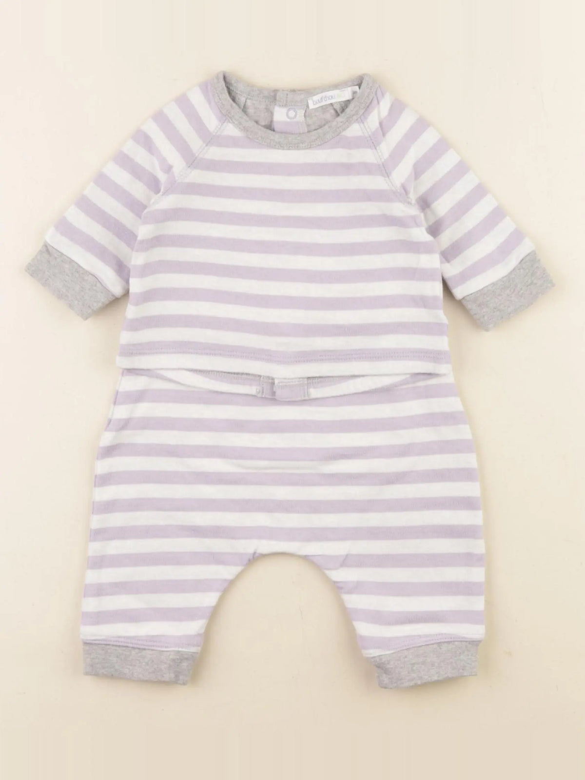 Boutchou - pyjama coton violet, blanc - 1 mois
