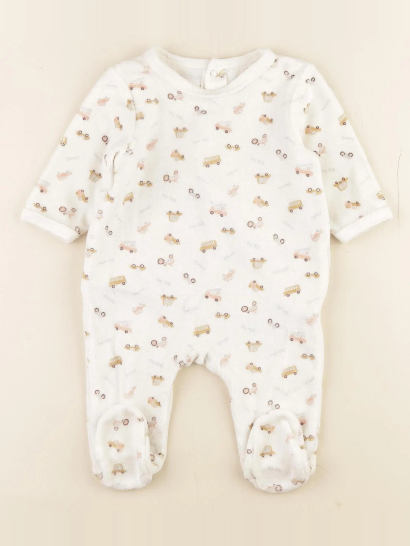 Vertbaudet - pyjama velours beige - 3 mois