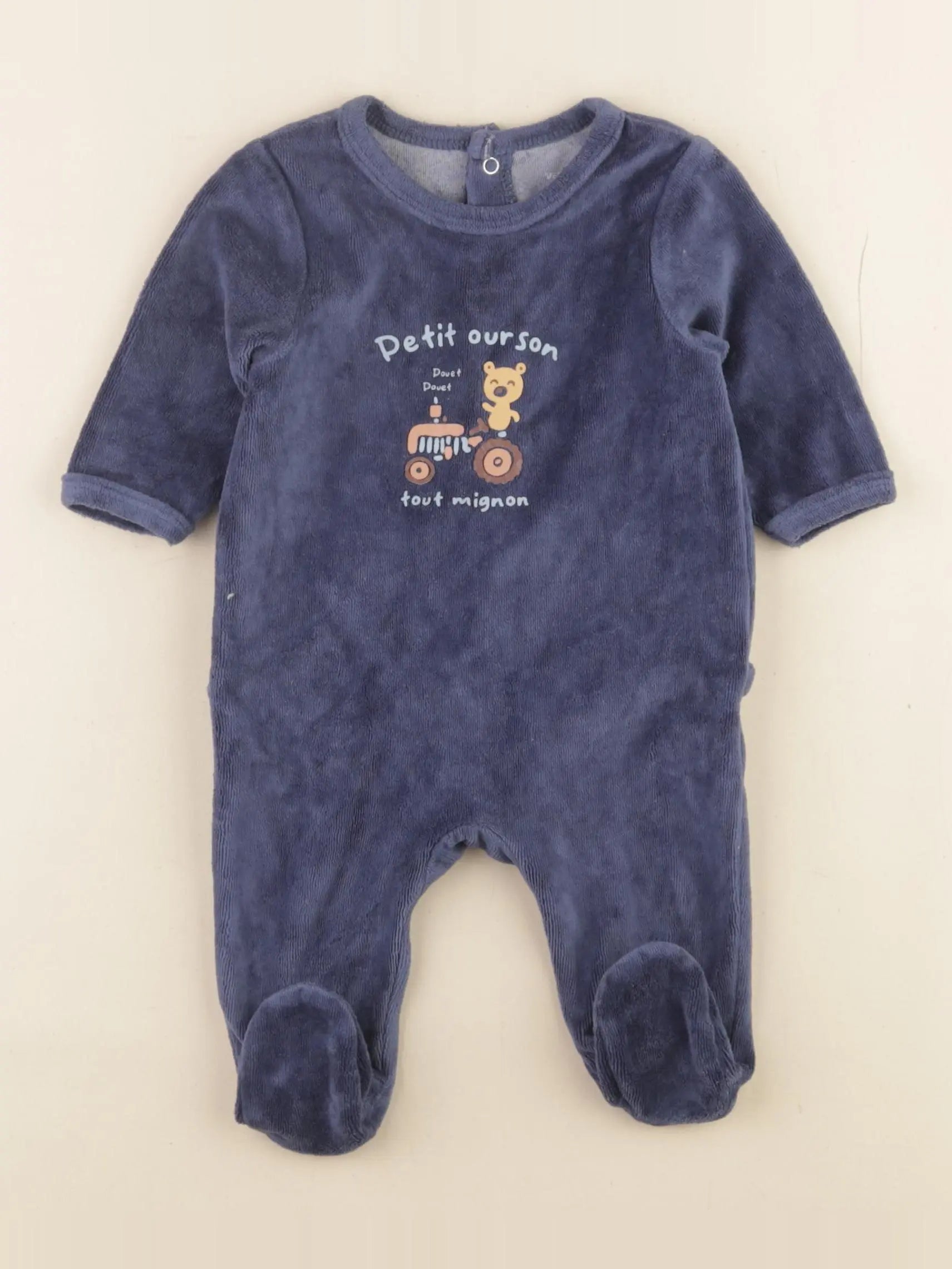 Vertbaudet - pyjama velours bleu - 3 mois