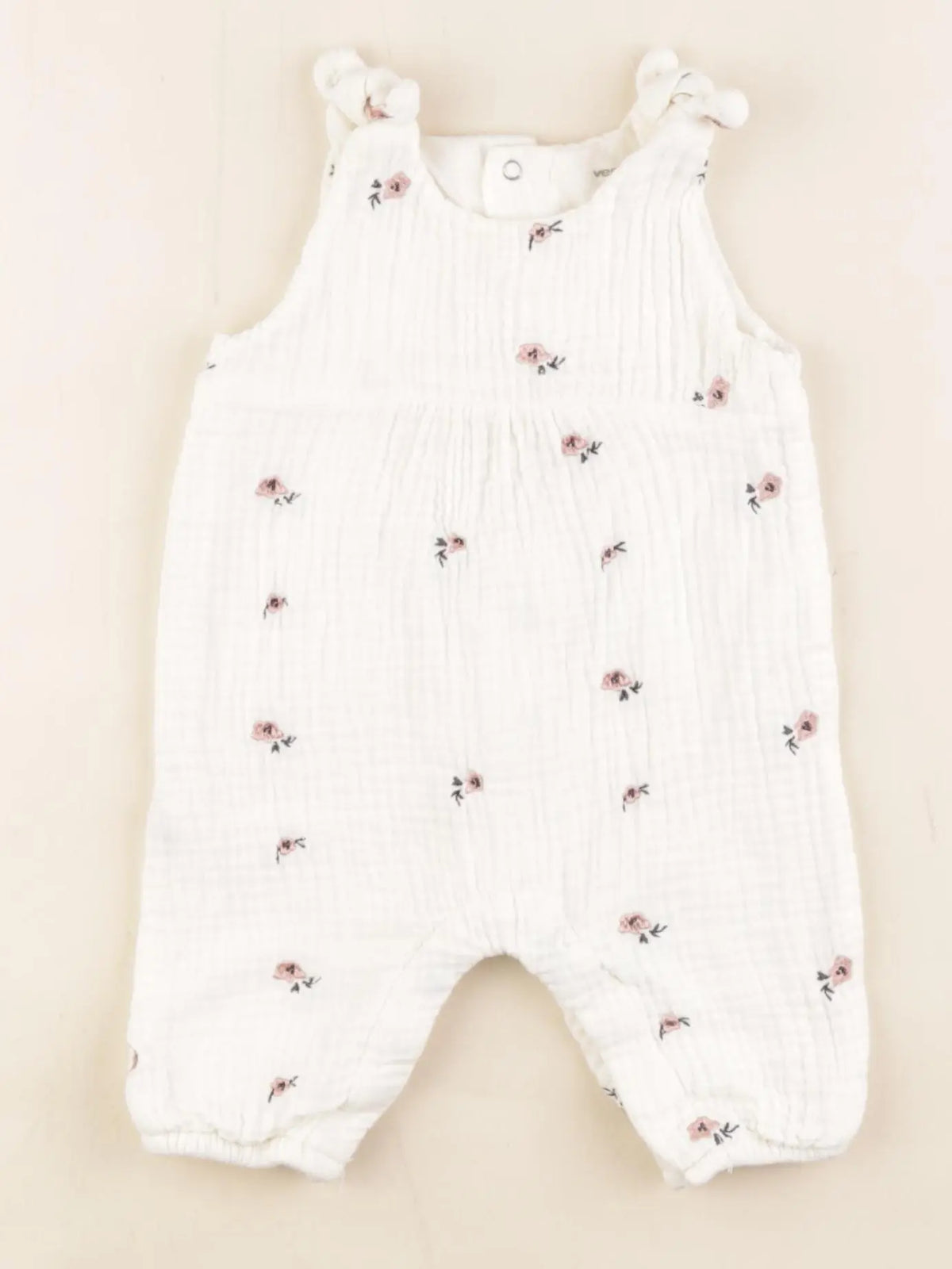 Vertbaudet - combinaison doublé beige, rose - 3 mois