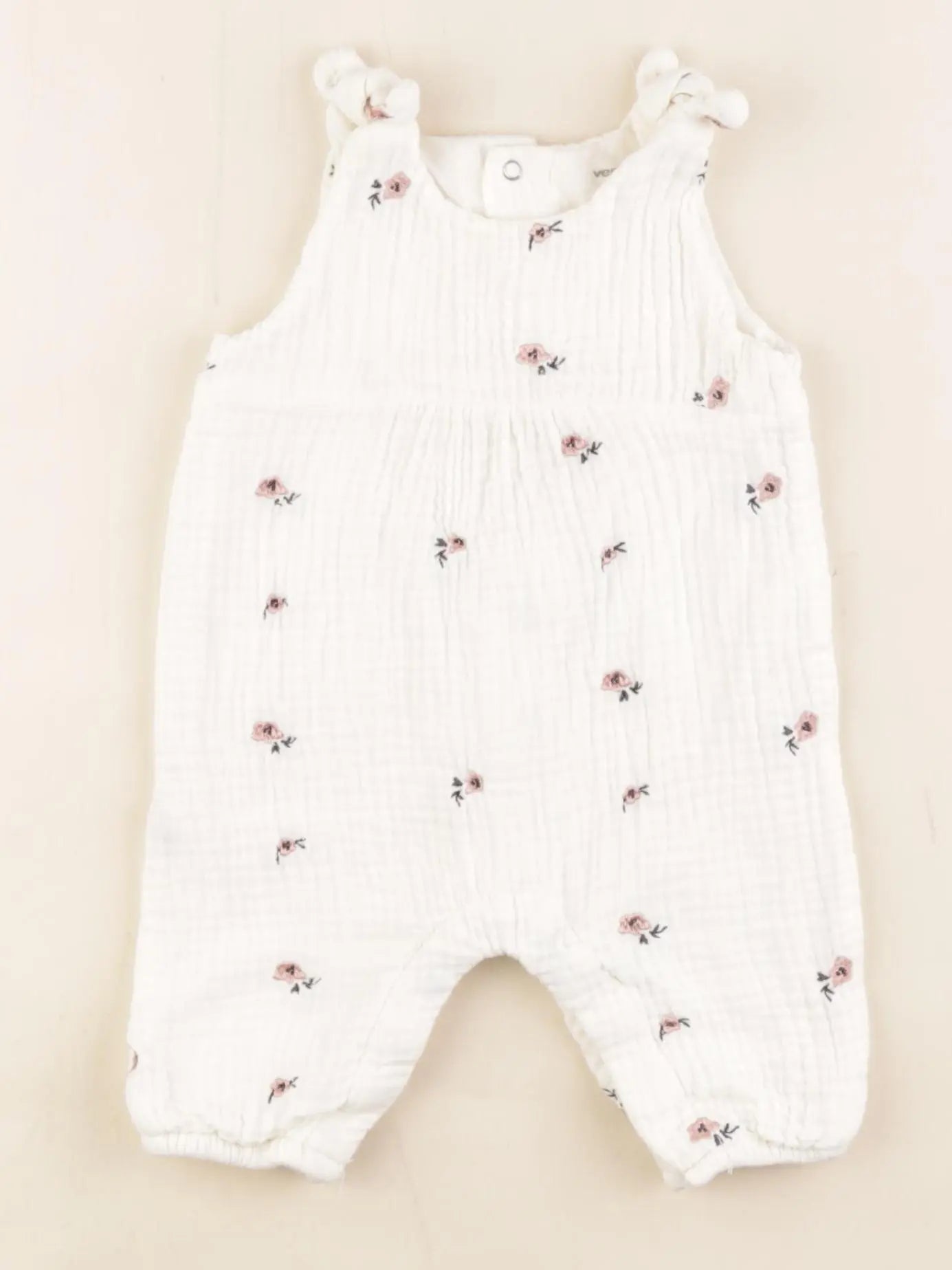 Vertbaudet - combinaison doublé beige, rose - 3 mois