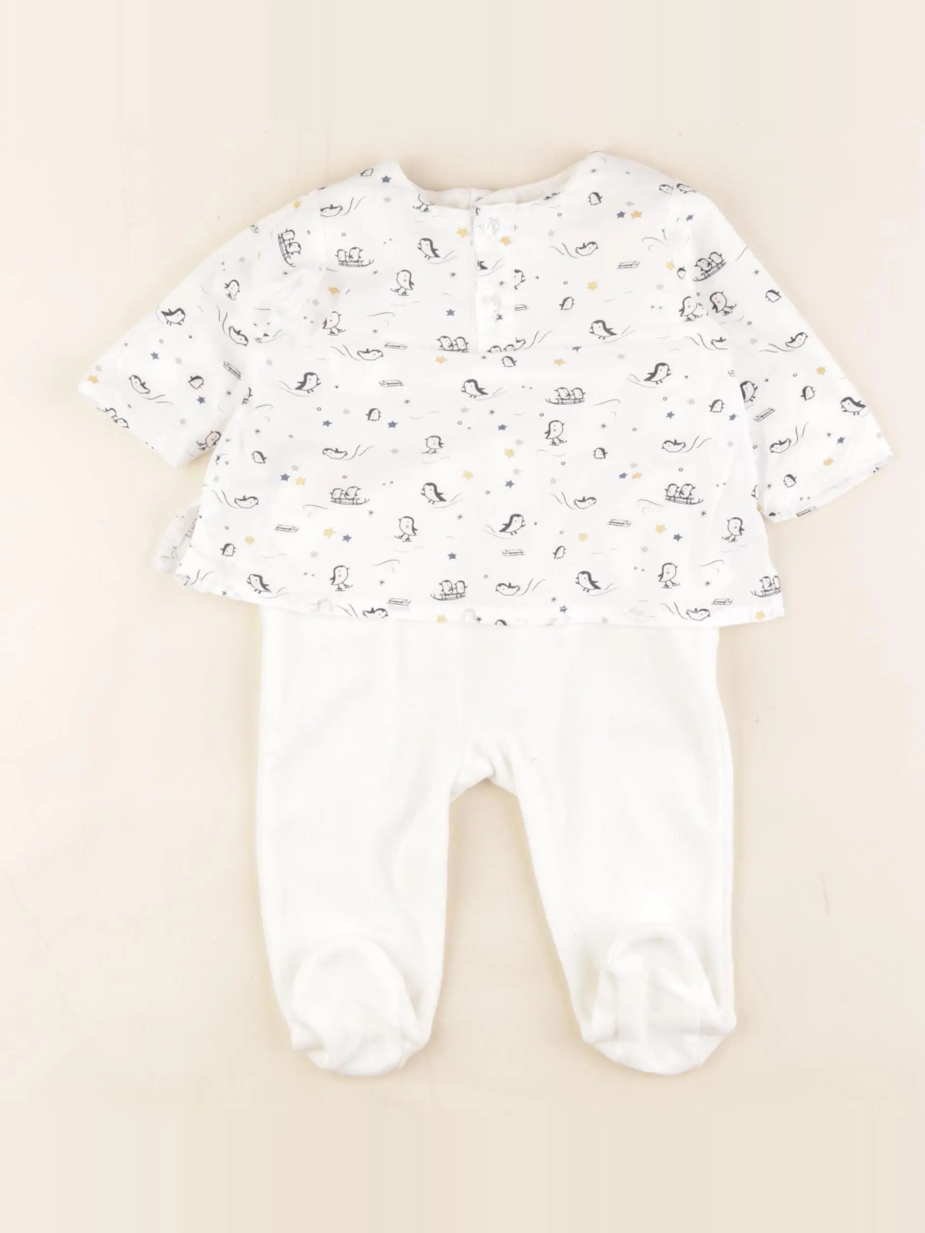 Boutchou - pyjama velours blanc - 3 mois