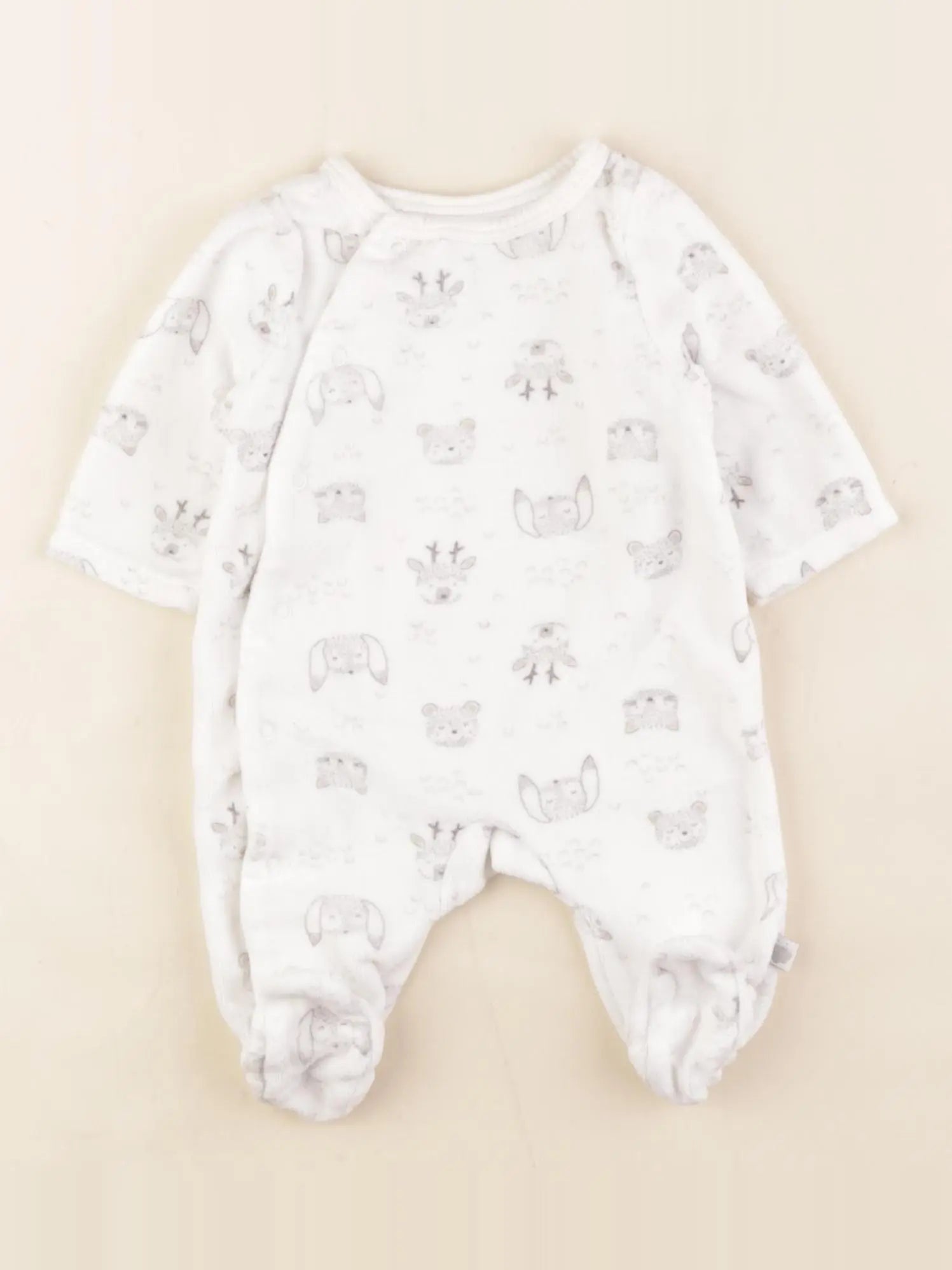 Tape à l'oeil - pyjama velours gris - 1 mois