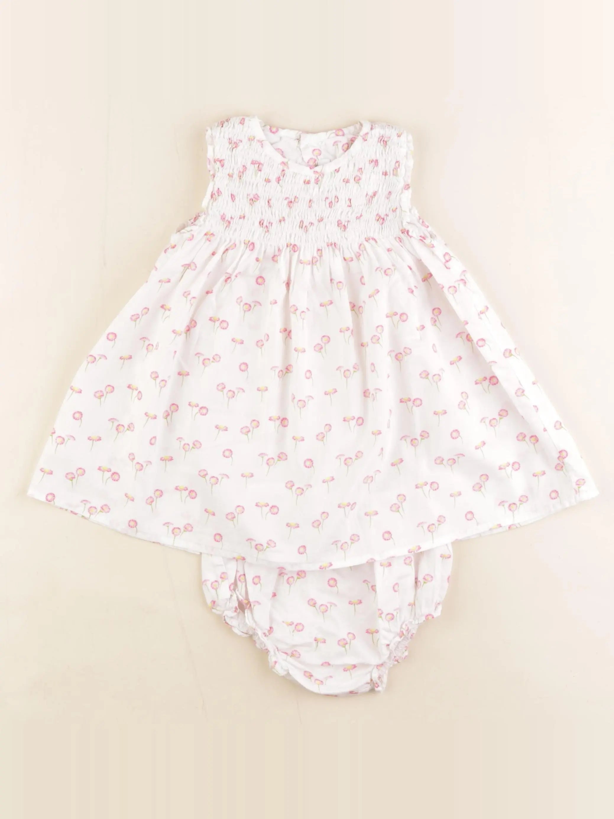 Jacadi - robe blanc, rose - 6 mois