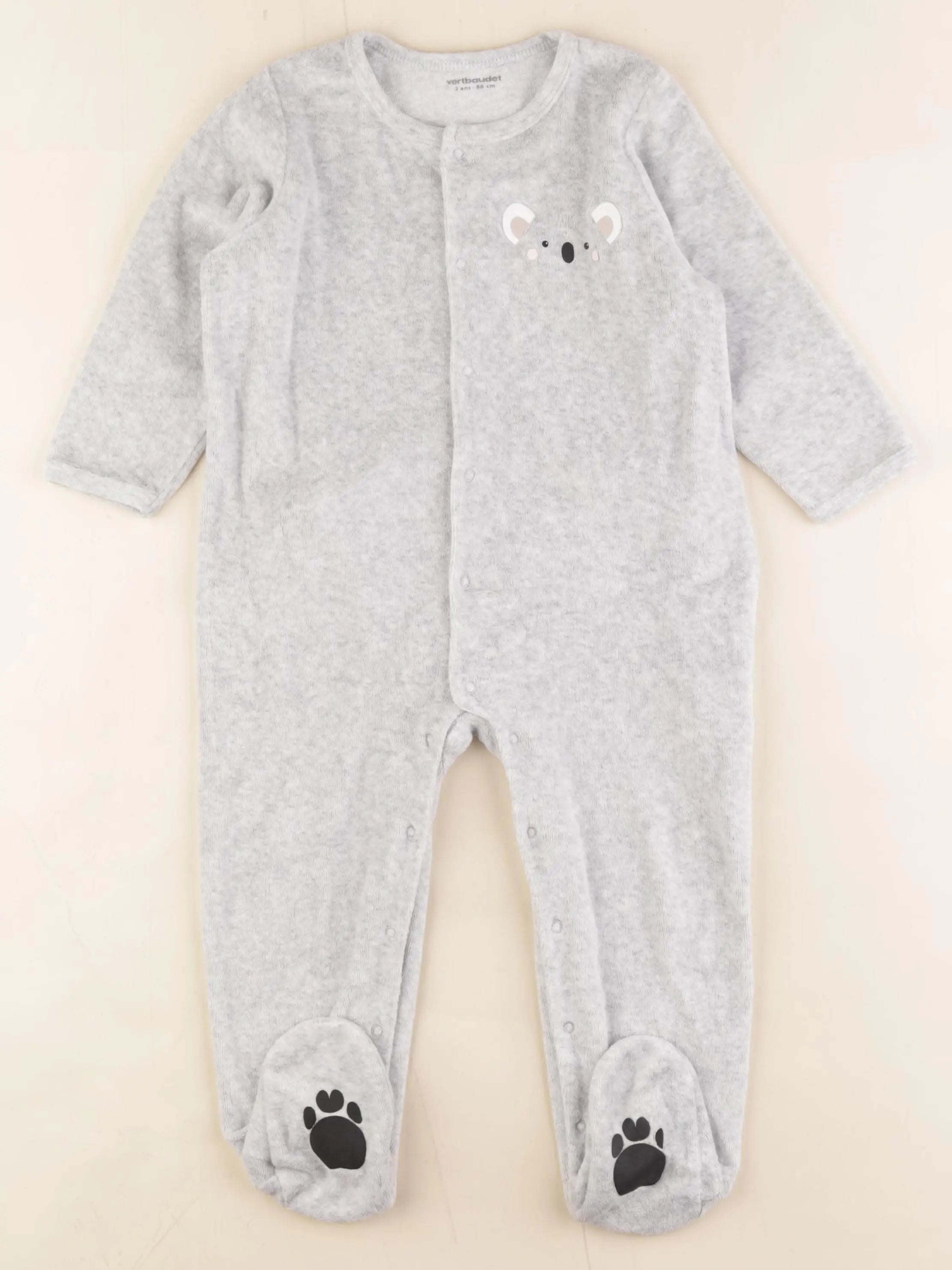 Vertbaudet - pyjama velours gris - 2 ans