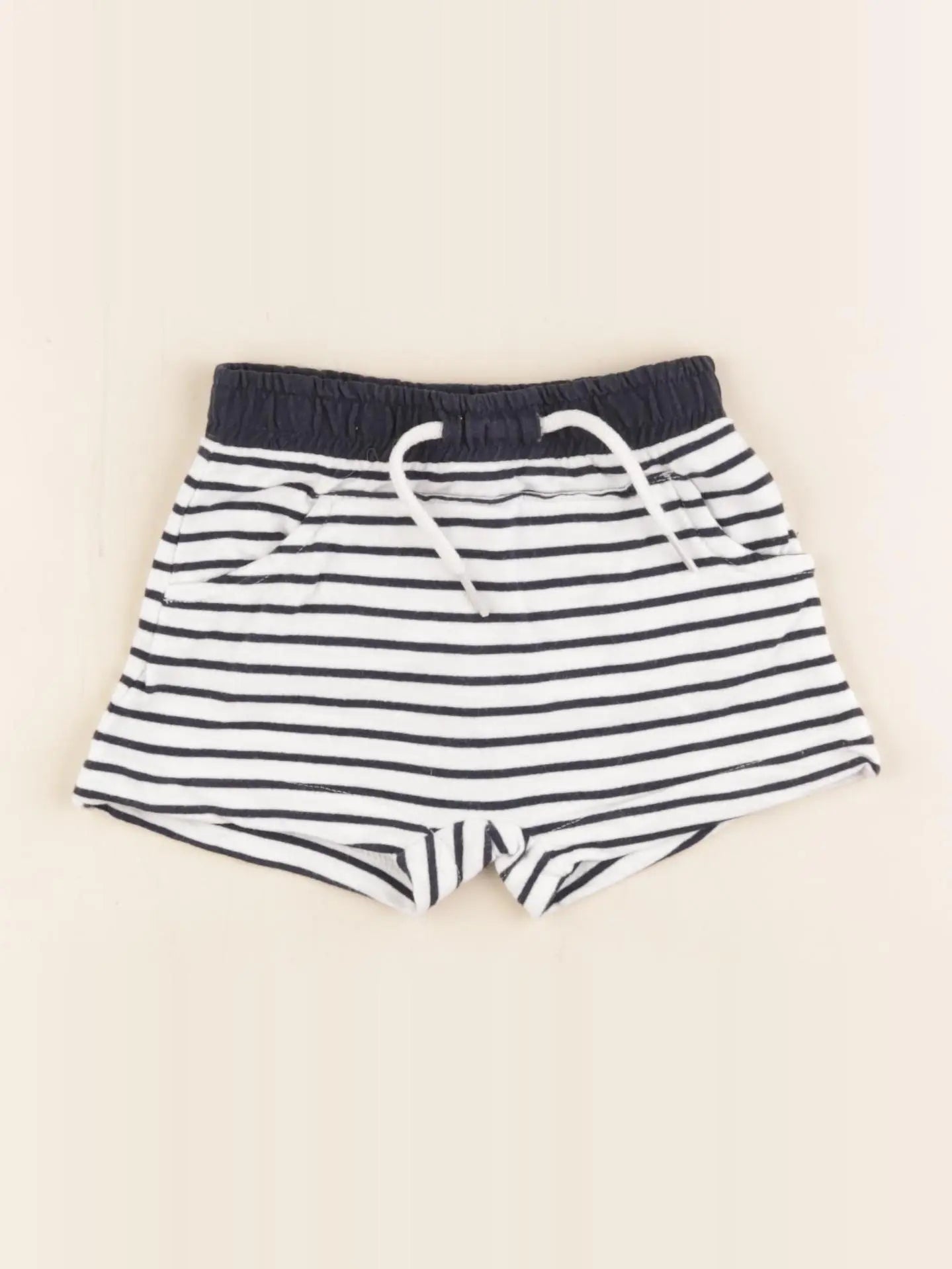 Vertbaudet - short blanc, bleu - 24 mois