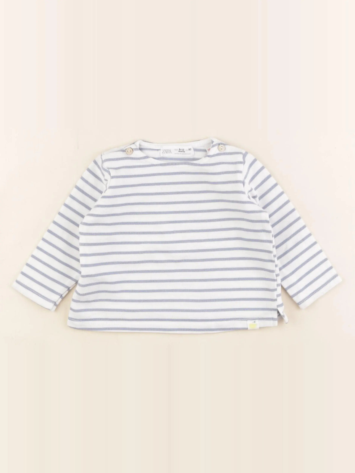 Zara - tee-shirt blanc, bleu - 9/12 mois