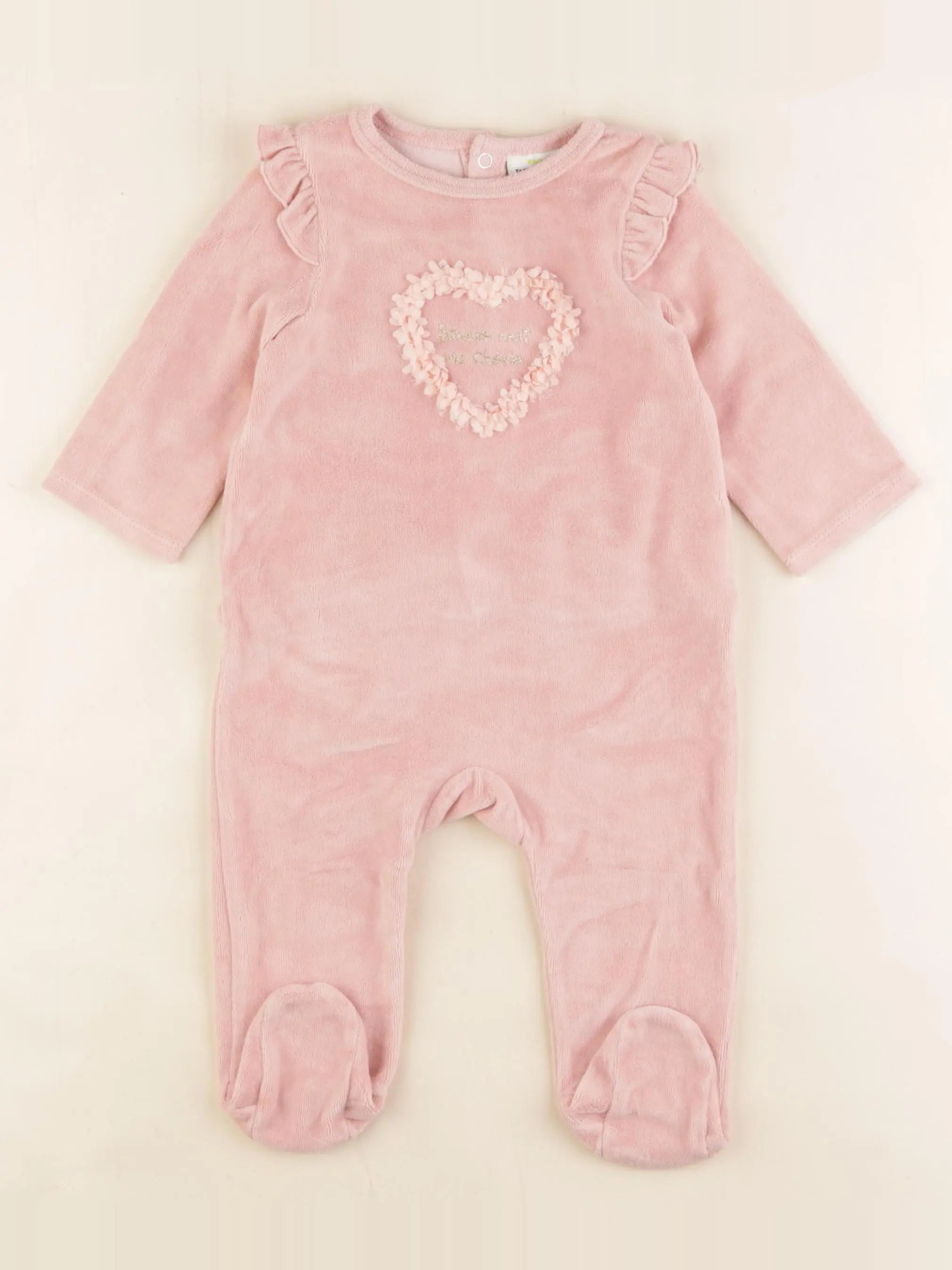 Tape à l'oeil - pyjama velours rose - 9 mois
