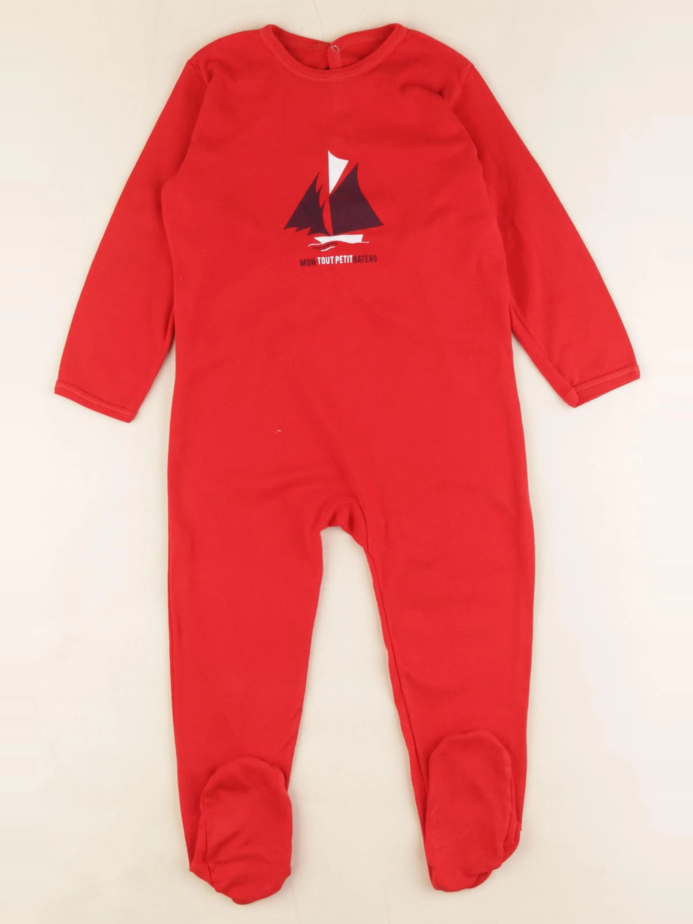 Petit Bateau - pyjama coton rouge - 36 mois