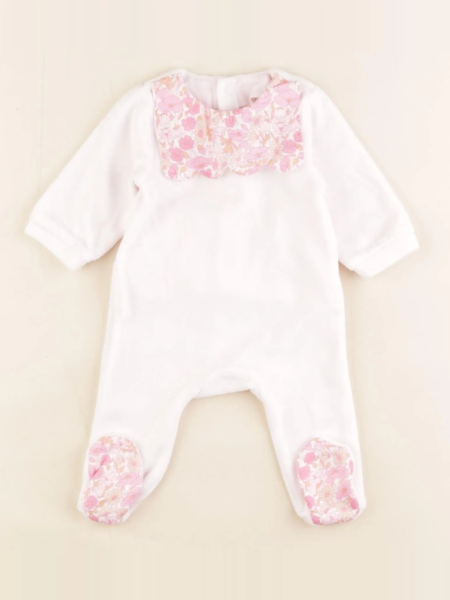 Jacadi - pyjama liberty velours rose - 1 mois