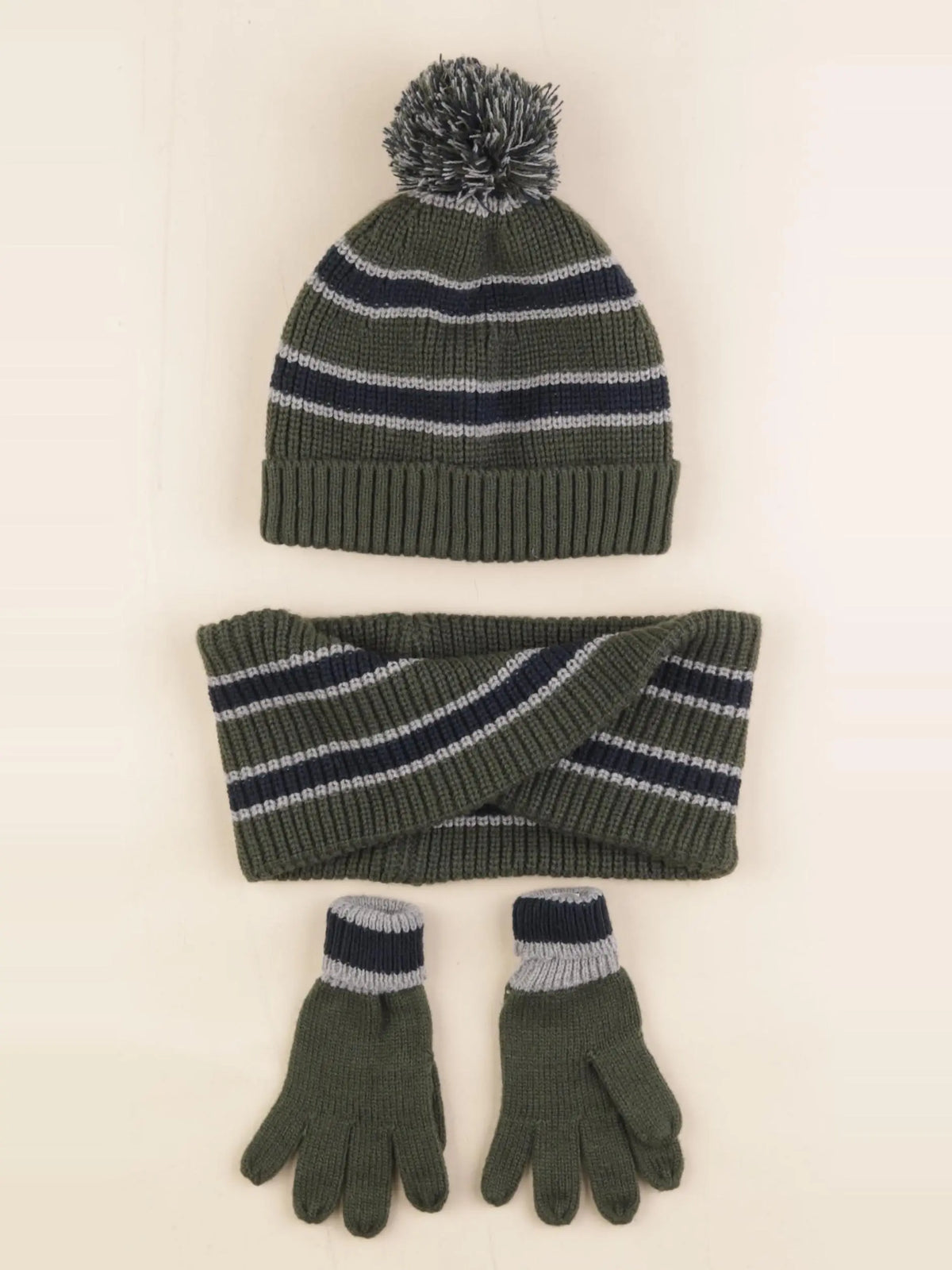 Vertbaudet - ensemble bonnet/moufles/tour de cou vert - 4/6 ans