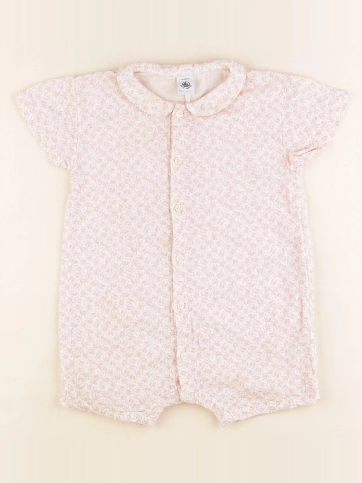Petit Bateau - pyjama coton blanc, rose - 18 mois