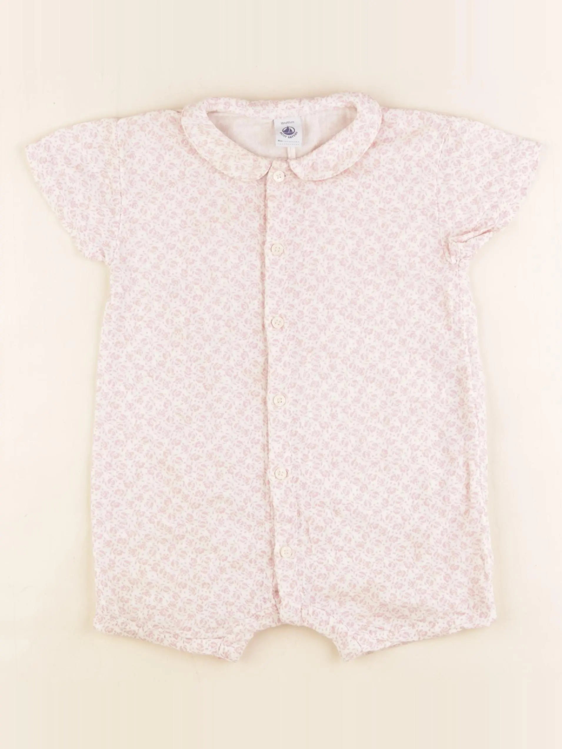 Petit Bateau - pyjama coton blanc, rose - 18 mois