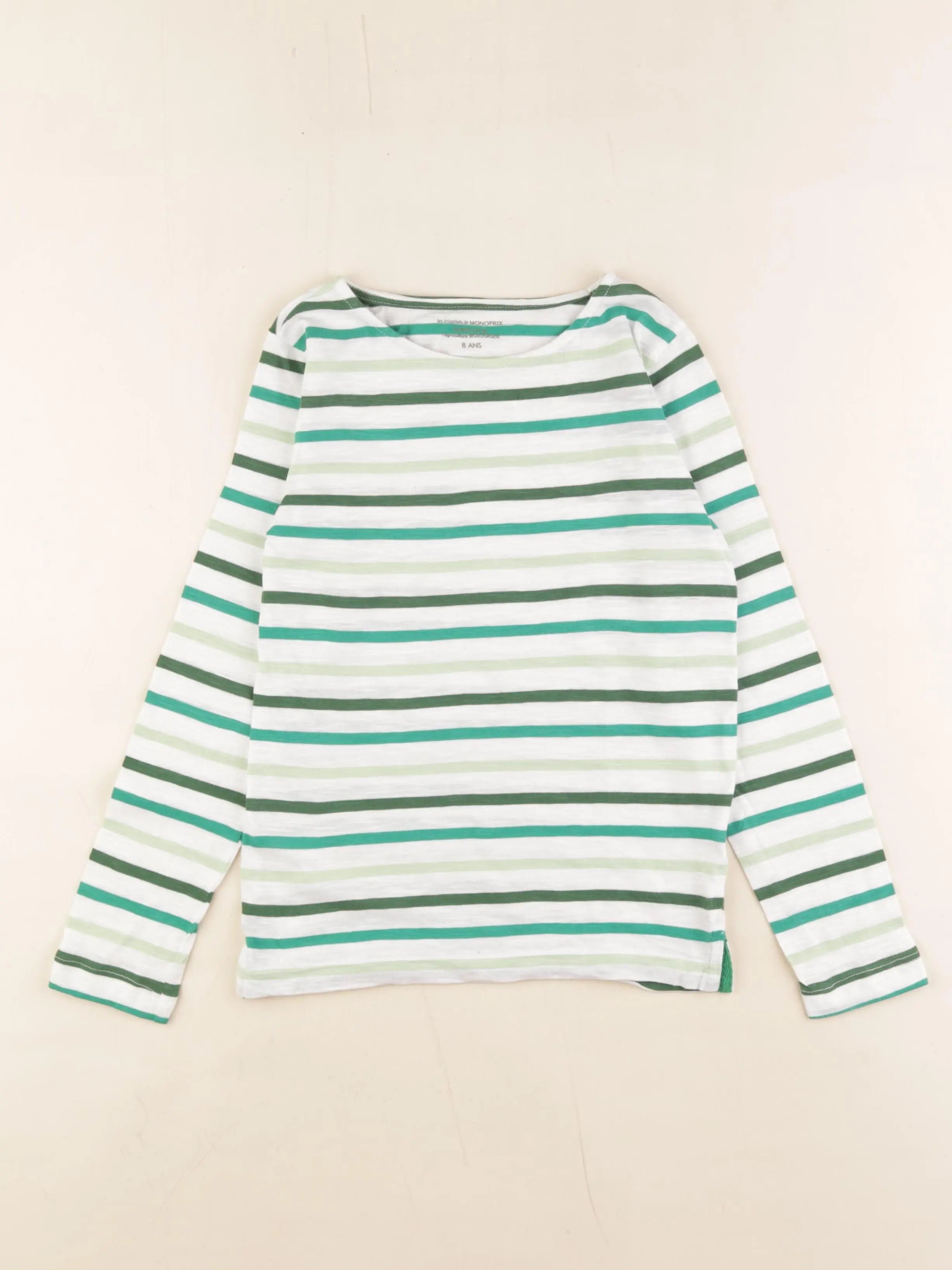 Monoprix - tee-shirt blanc, vert - 8 ans