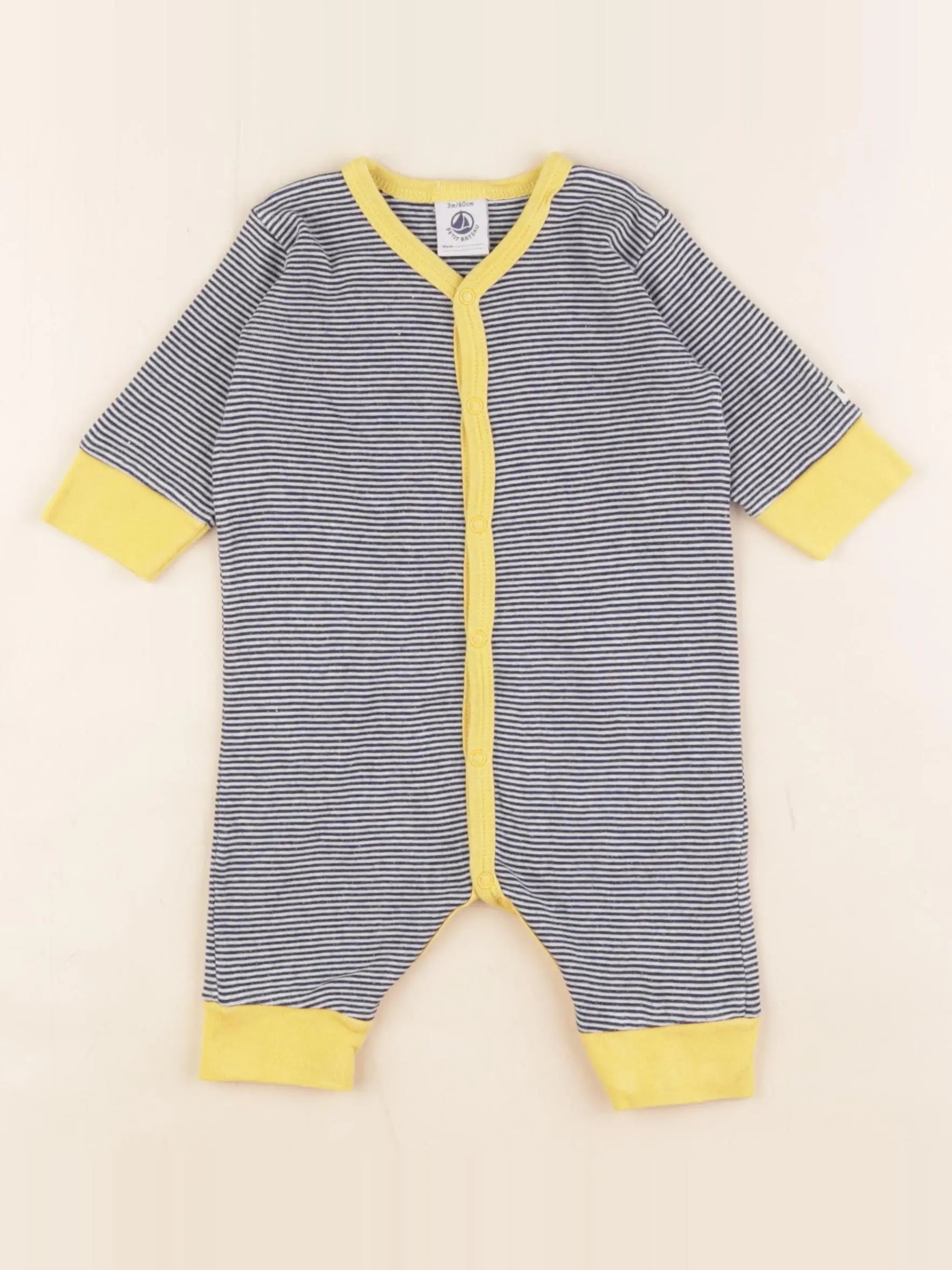 Petit Bateau - pyjama coton bleu - 3 mois