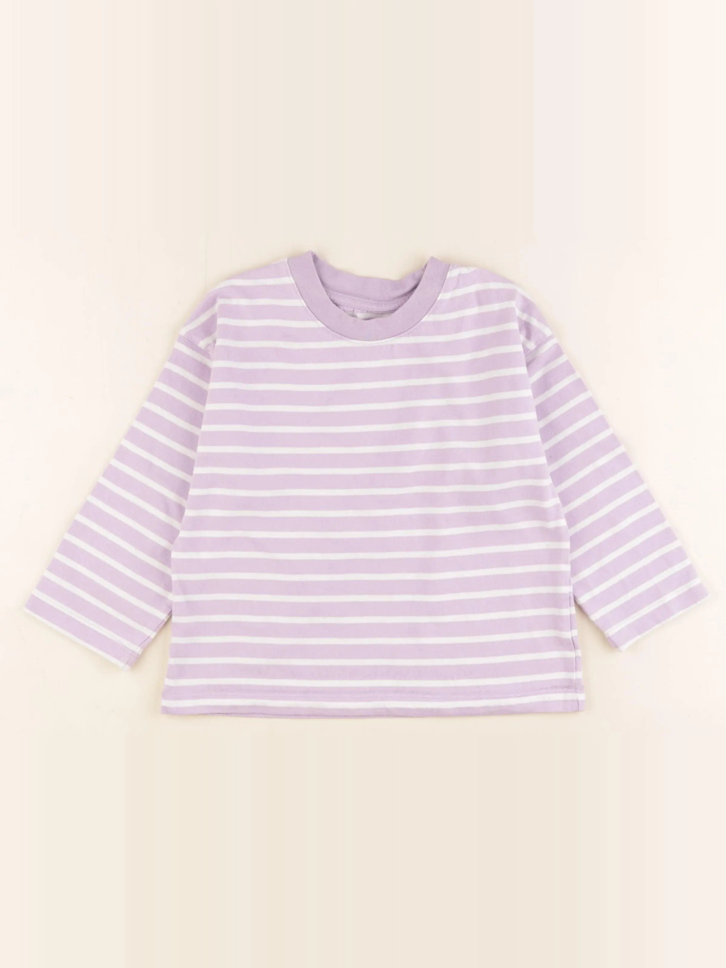 H&M - tee-shirt violet, blanc - 2/4 ans