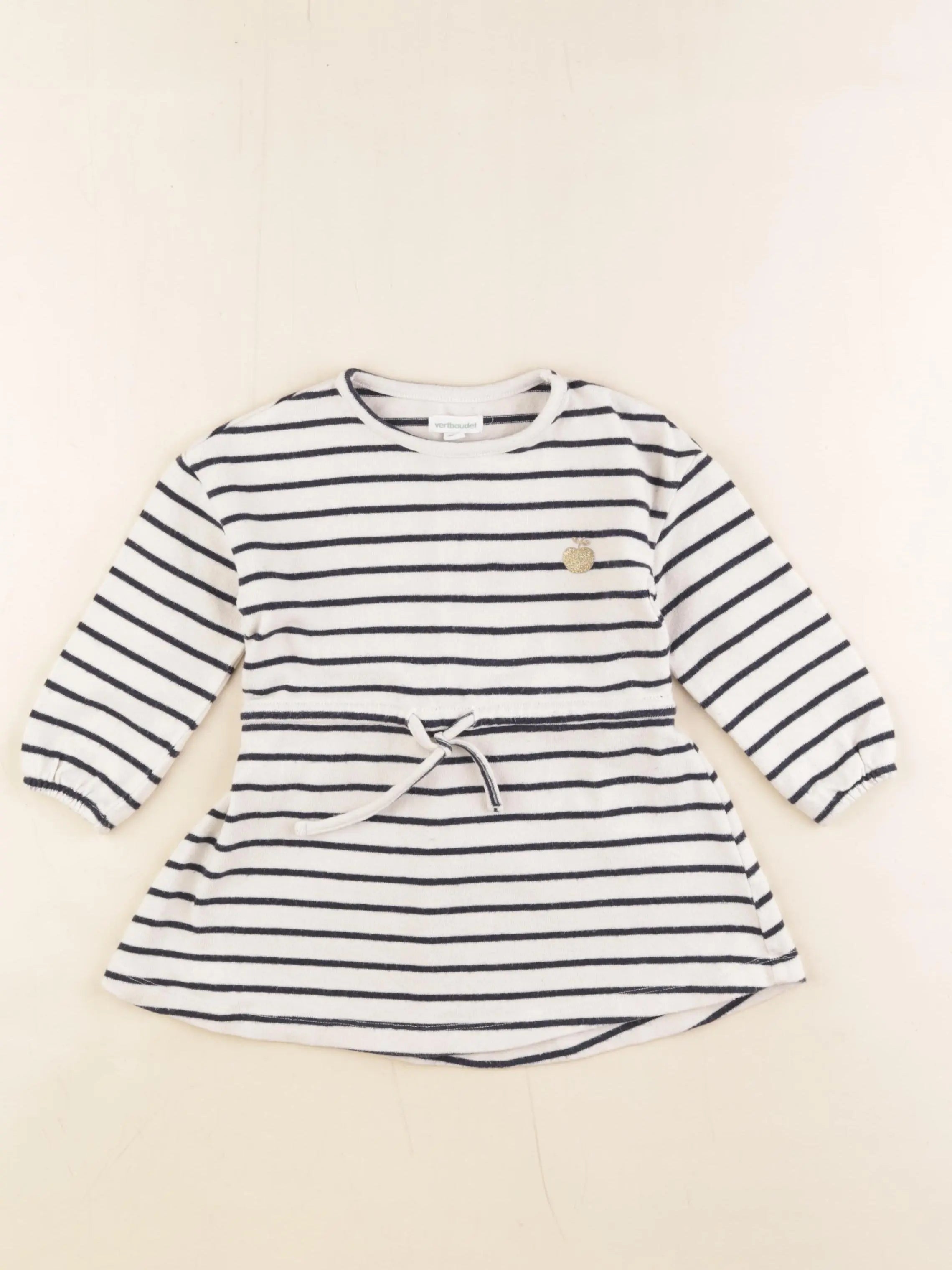 Vertbaudet - robe bleu, blanc - 2 ans