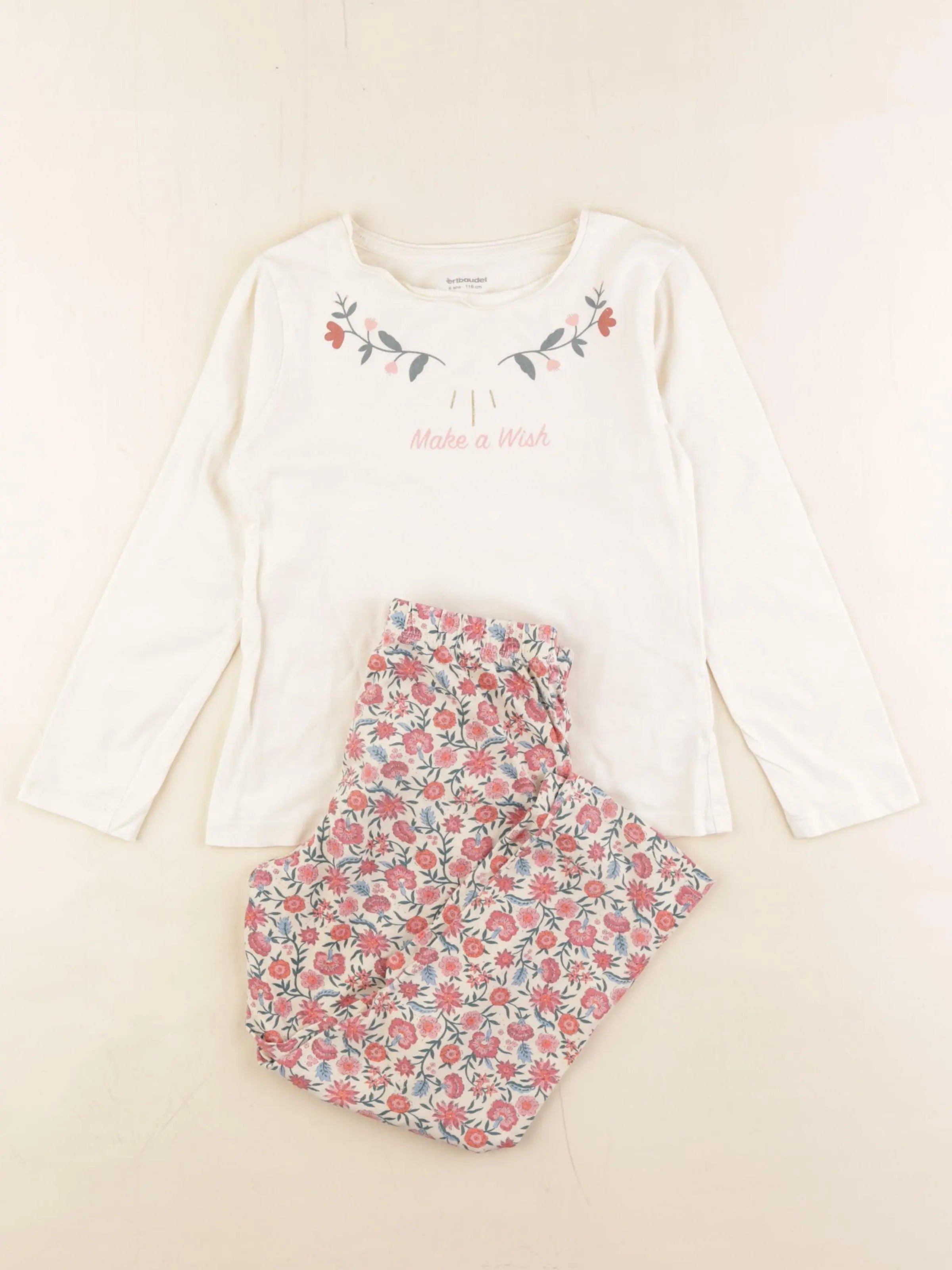 Vertbaudet - pyjama coton blanc - 6 ans