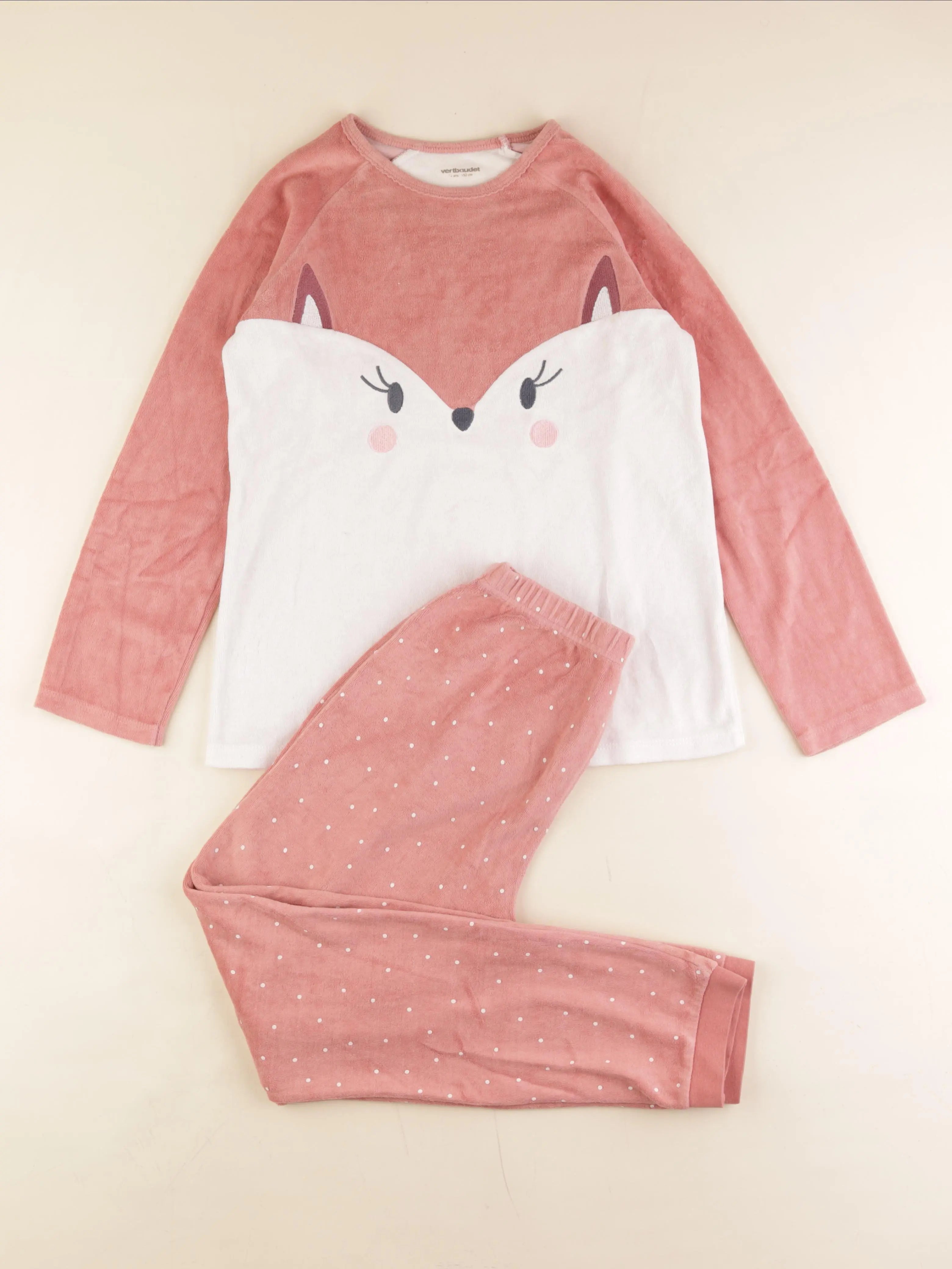 Vertbaudet - pyjama velours rose - 12 ans