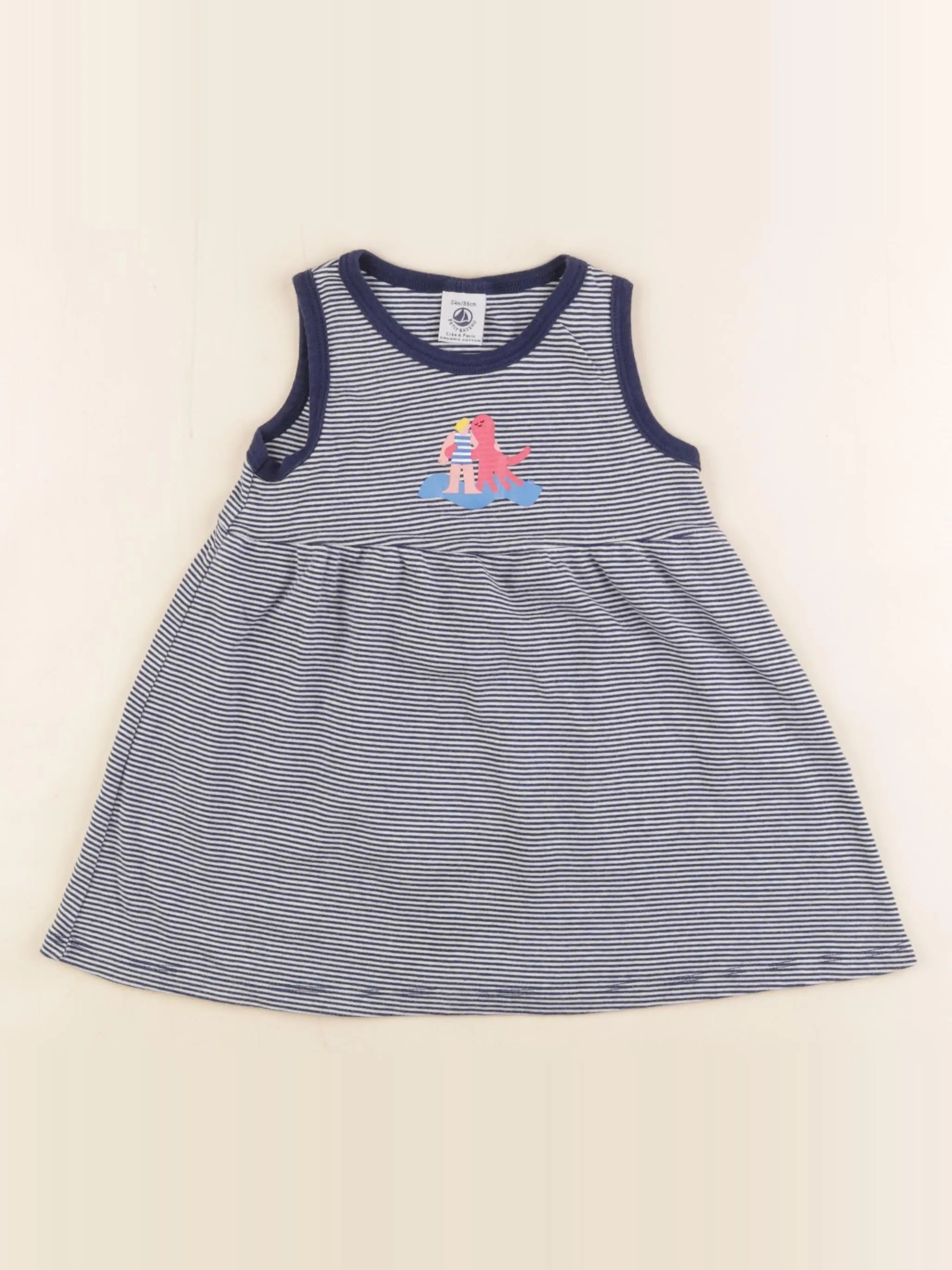 Petit Bateau - robe bleu - 24 mois