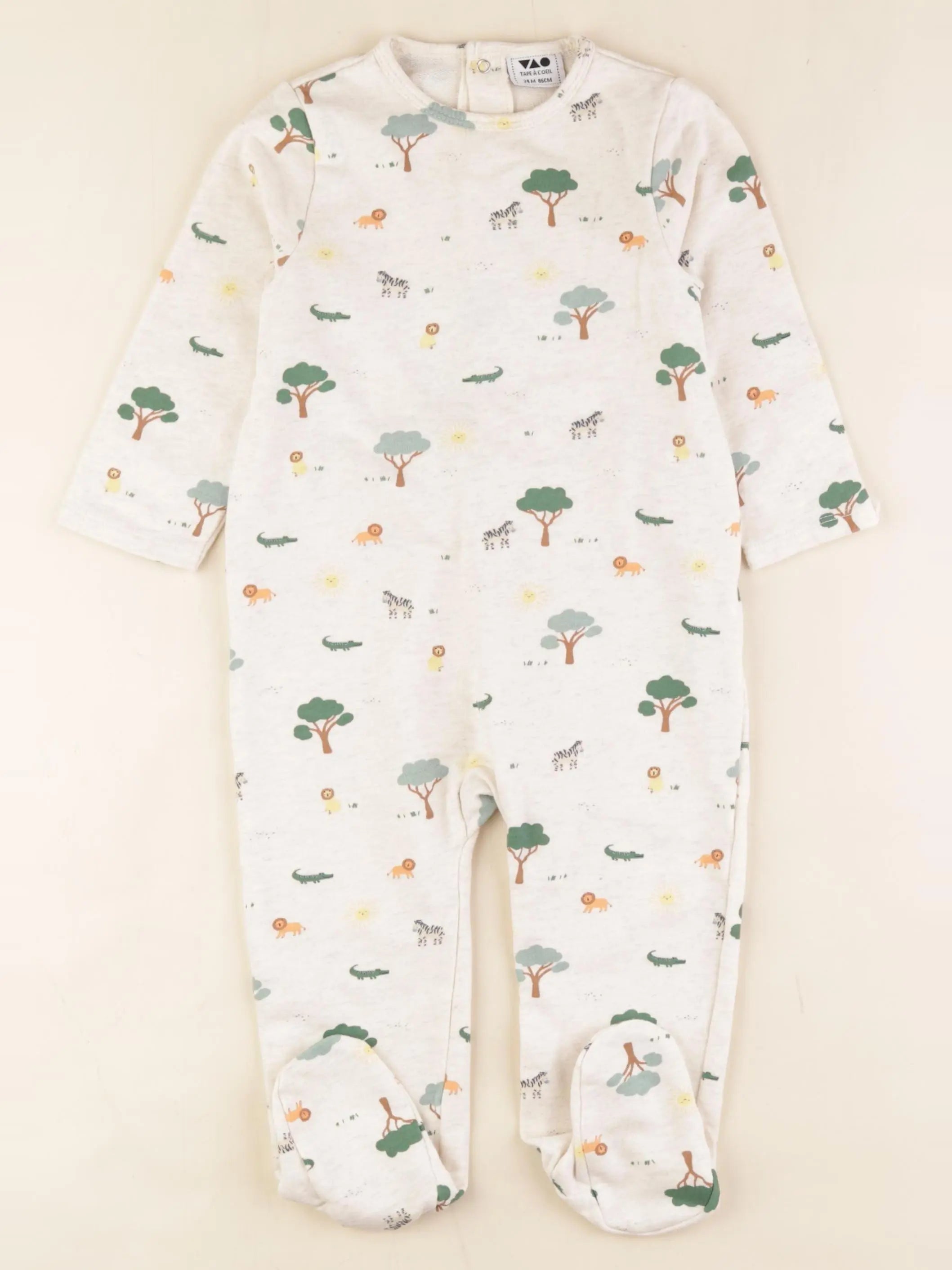 Tape à l'oeil - pyjama coton beige, vert - 24 mois