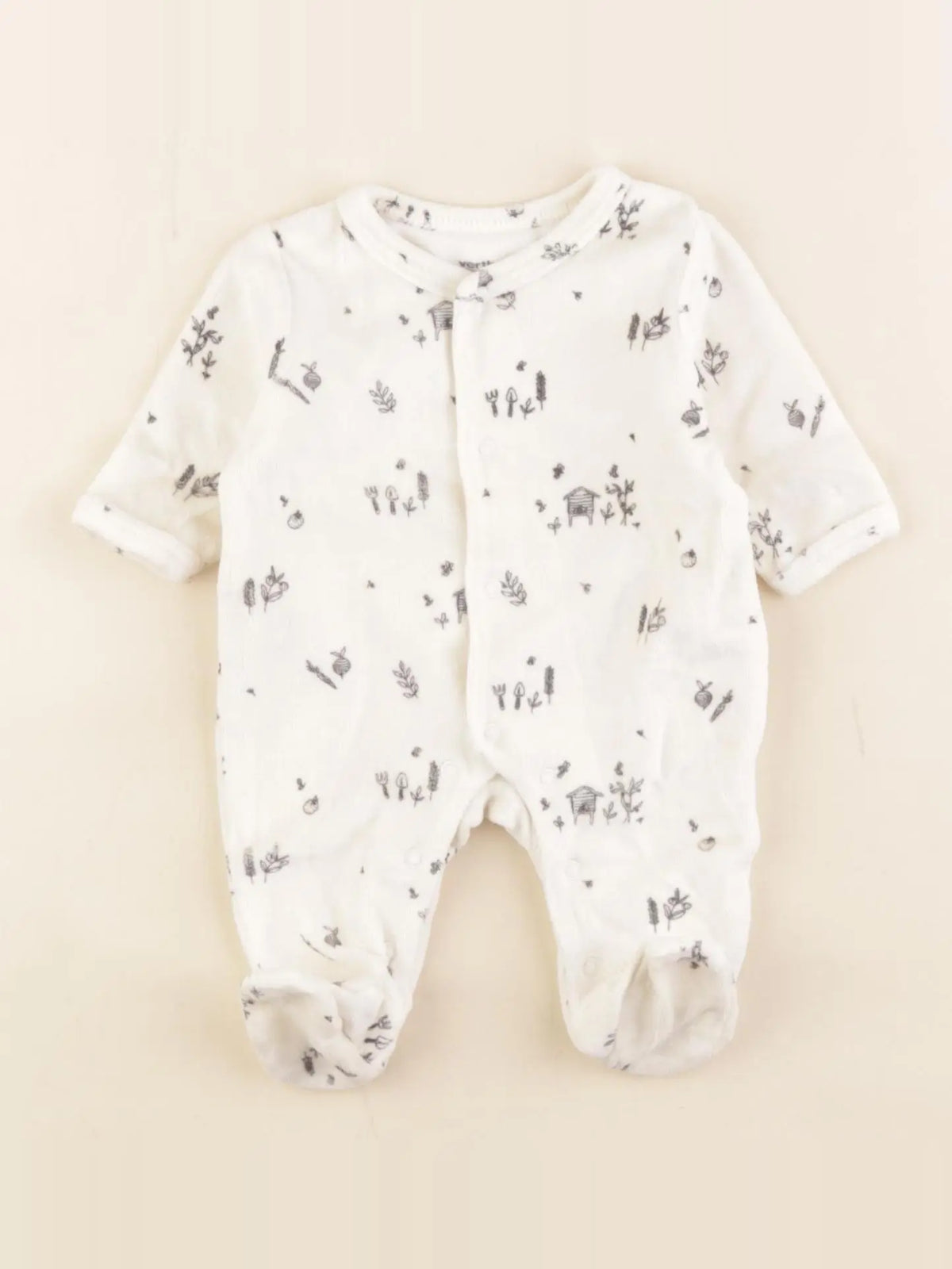 Vertbaudet - pyjama velours blanc - 0 mois