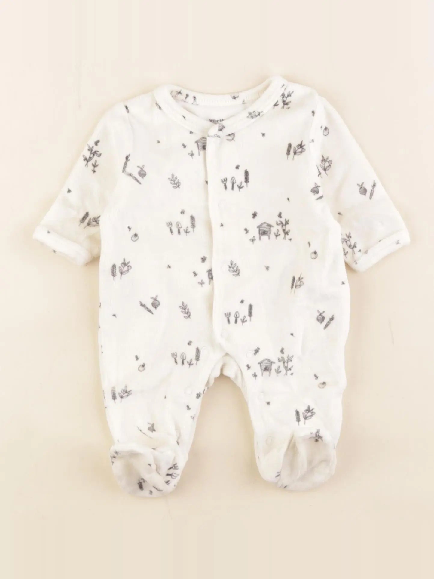 Vertbaudet - pyjama velours blanc - 0 mois